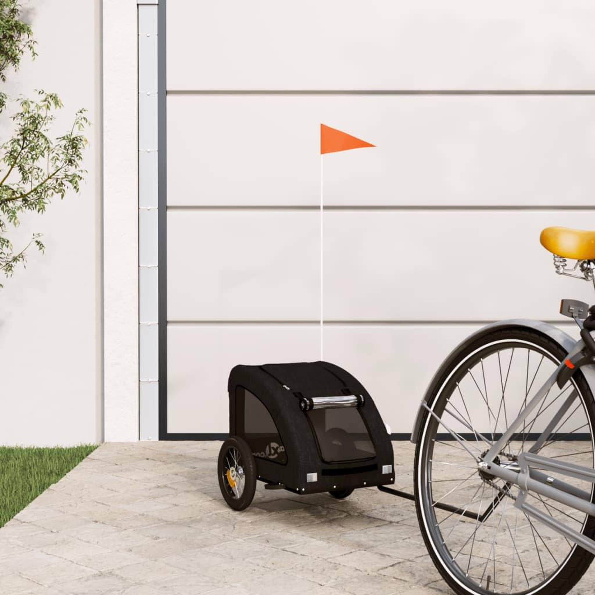 VIDAXL Remorque de velo pour animaux de compagnie noir
