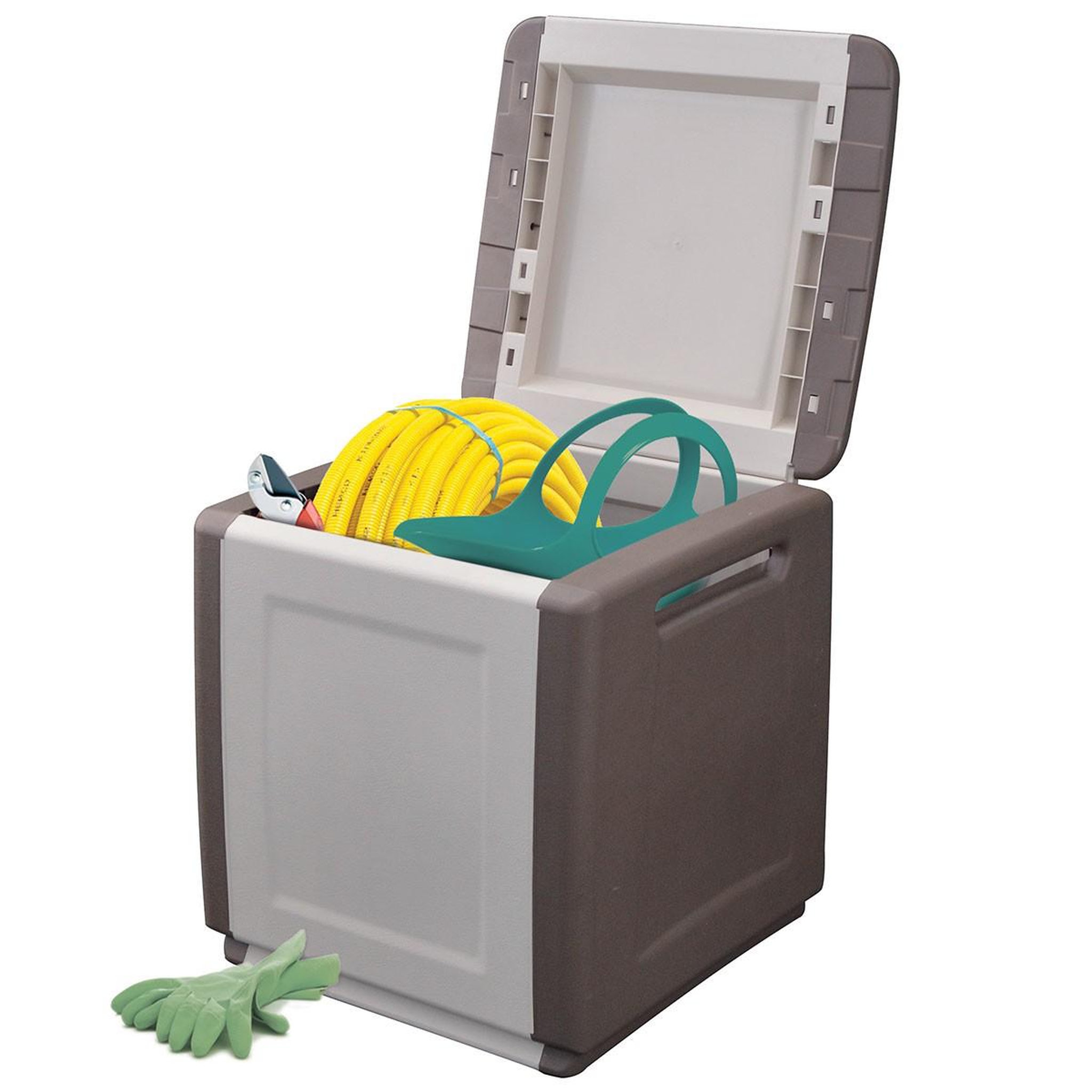 Voir la diapositive 2 : INTEC Coffre de rangement 130L Beige/Taupe 54 x 53 x H57cm Poignées de transport polypropylène INTEC