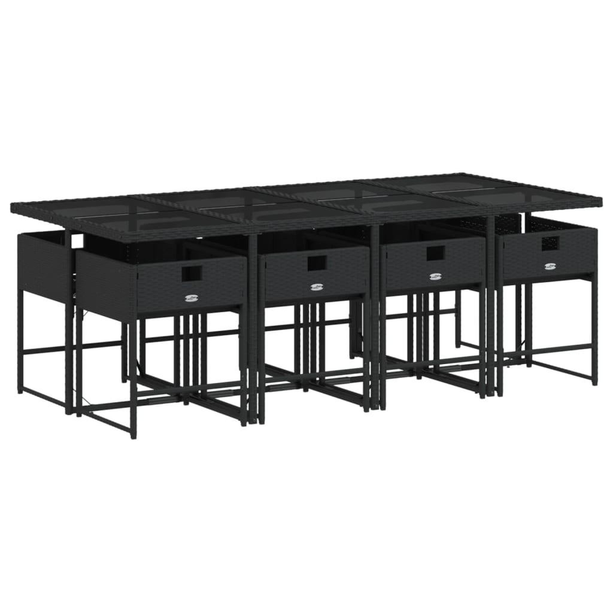 Voir la diapositive 3 : VIDAXL Ensemble a manger de jardin 9pcs coussins noir resine tressee