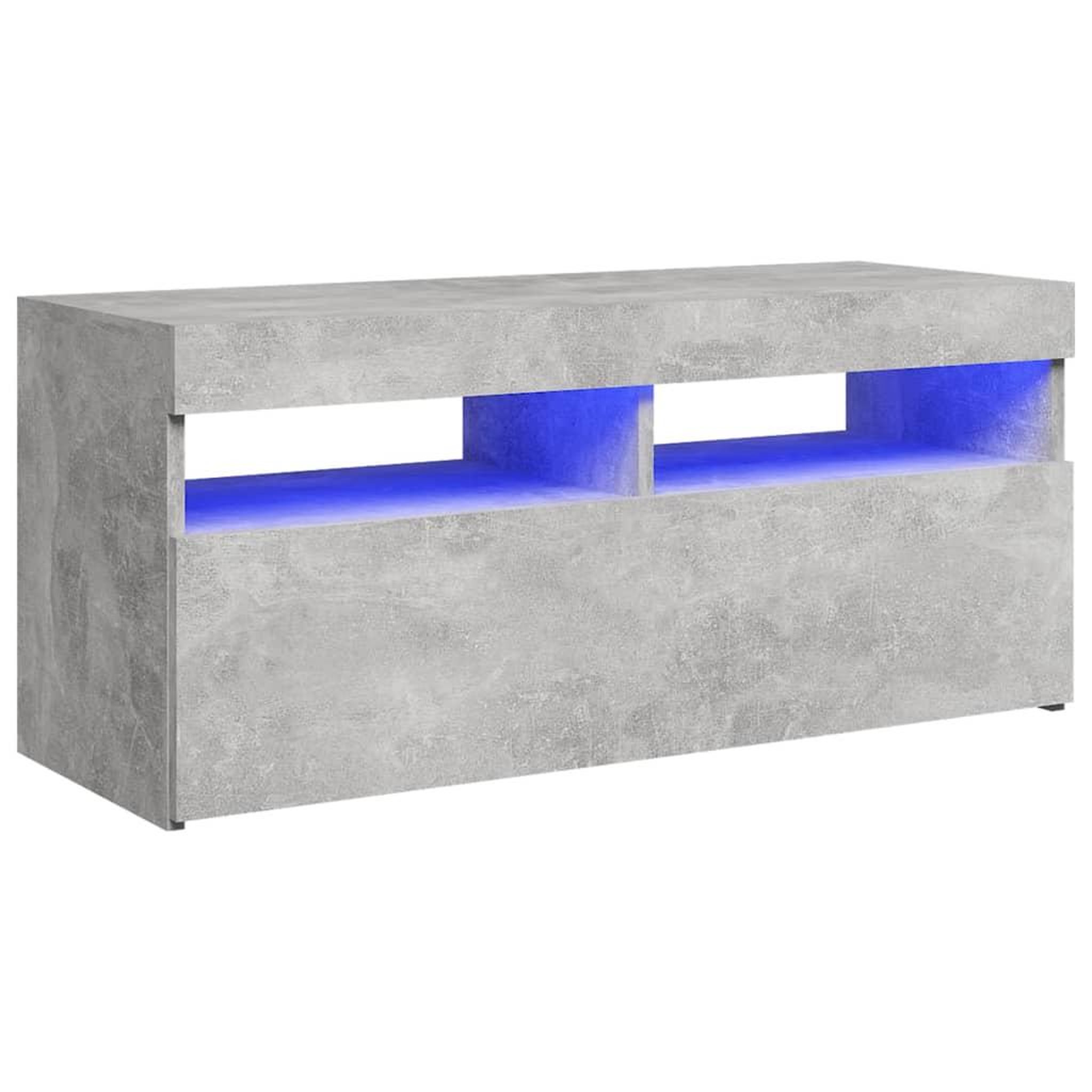 Voir la diapositive 2 : VIDAXL Meuble TV avec lumieres LED gris beton 90x35x40 cm