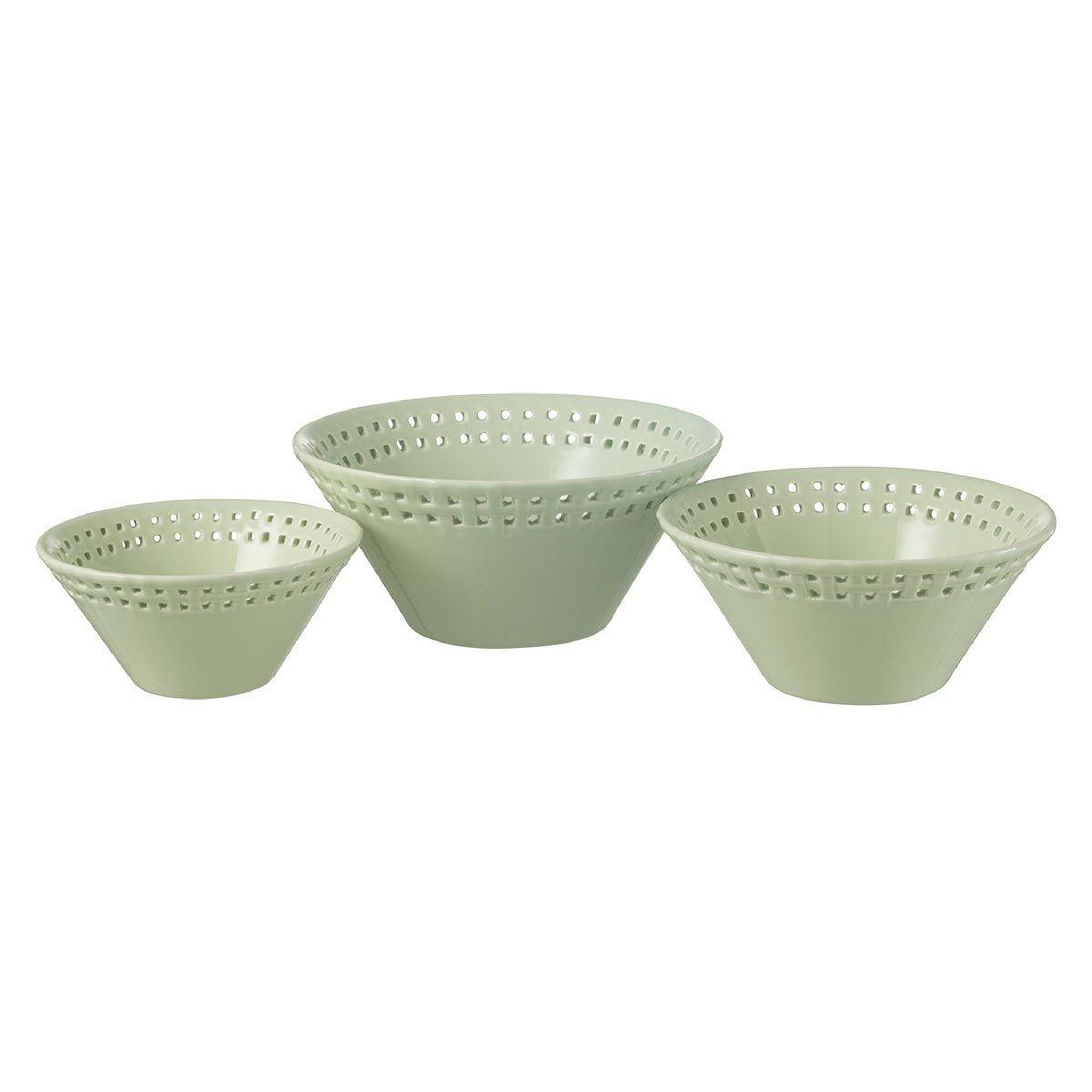 J-LINE Lot de 3 Coupelles en Céramique  Vercer  19cm Vert