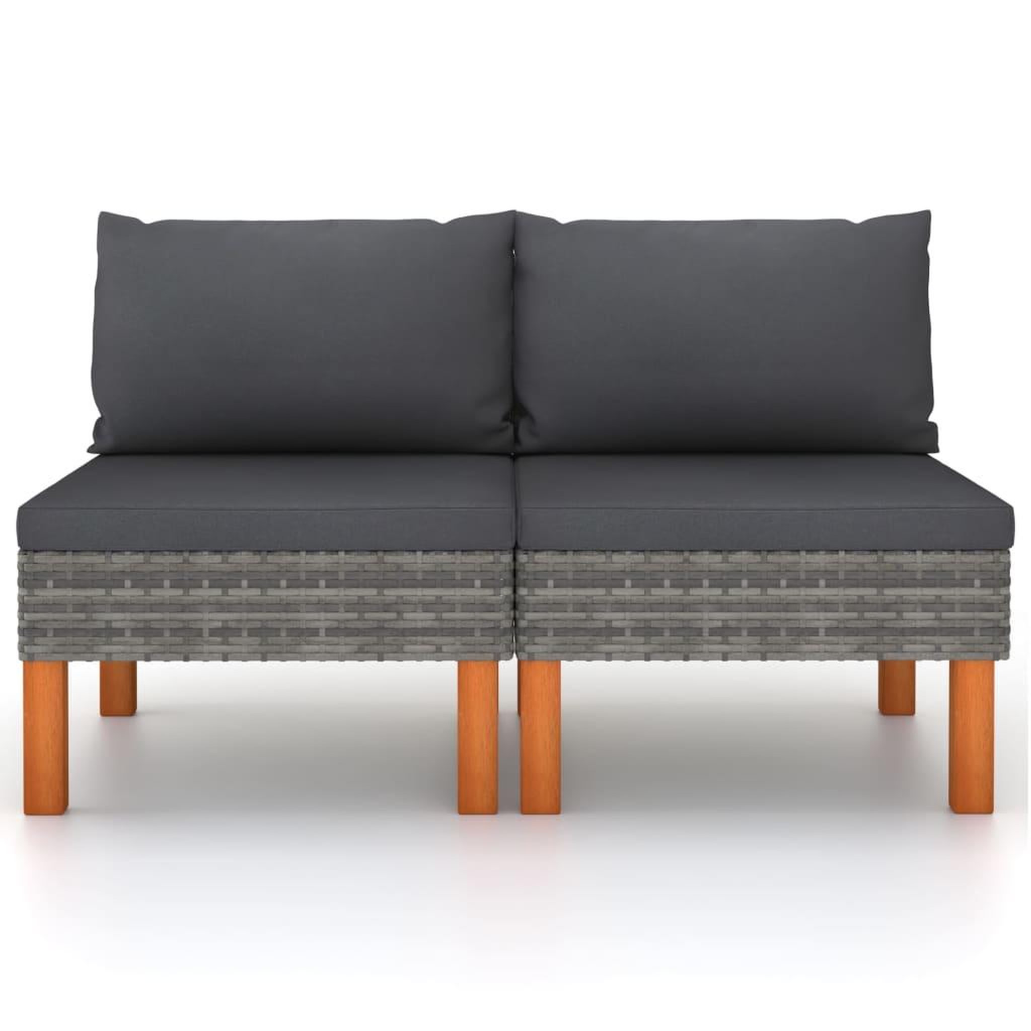 Voir la diapositive 2 : VIDAXL Canapes centraux 2 pcs Resine tressee et bois d'eucalyptus