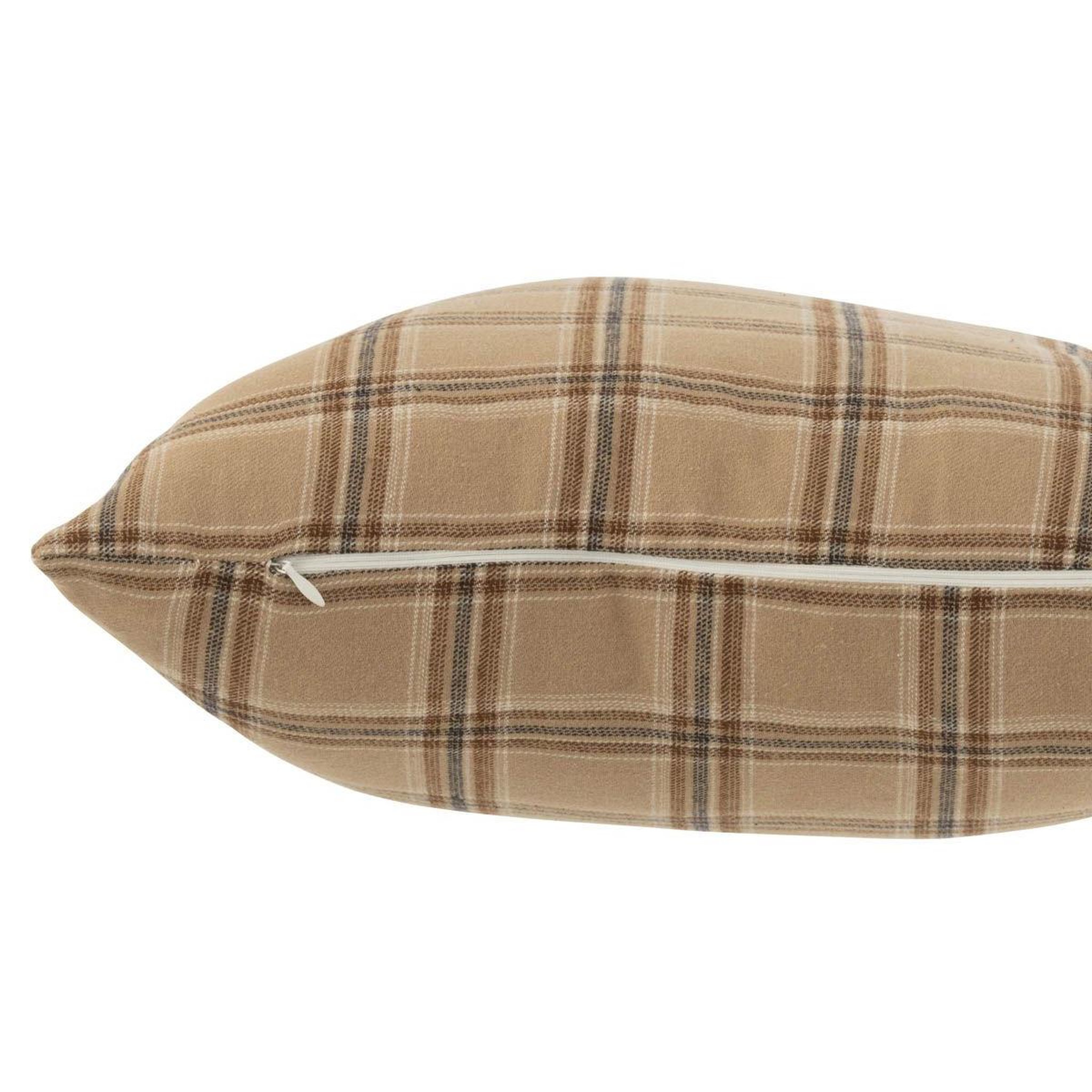 Voir la diapositive 2 : J-LINE Coussin déco carreaux  annie  45x45cm beige