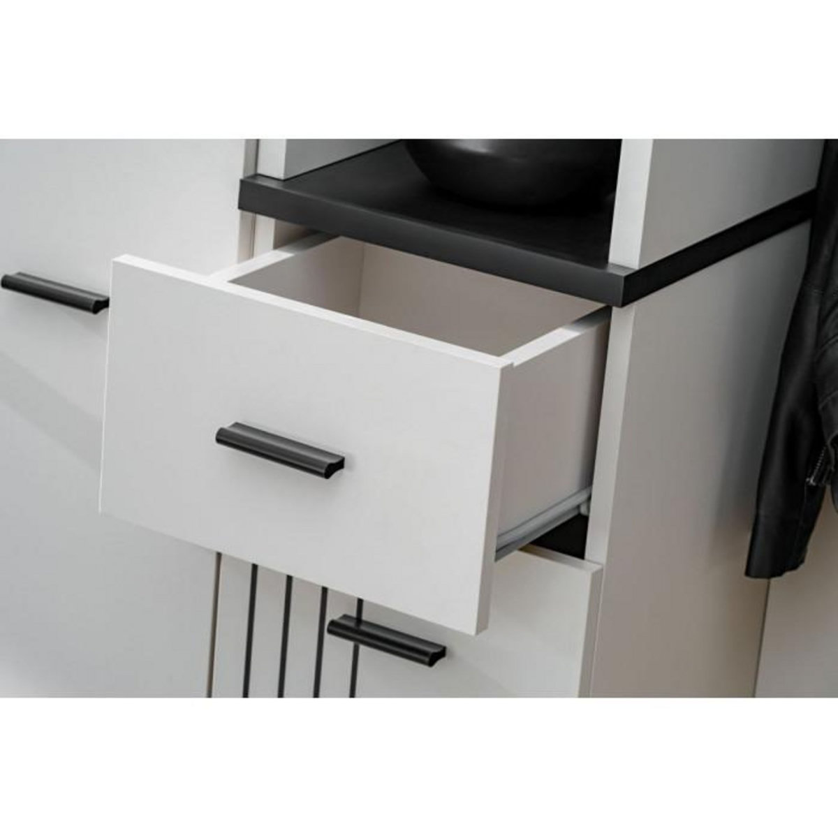 Paris Prix Colonne de Rangement  Hugo  203cm Gris & Noir