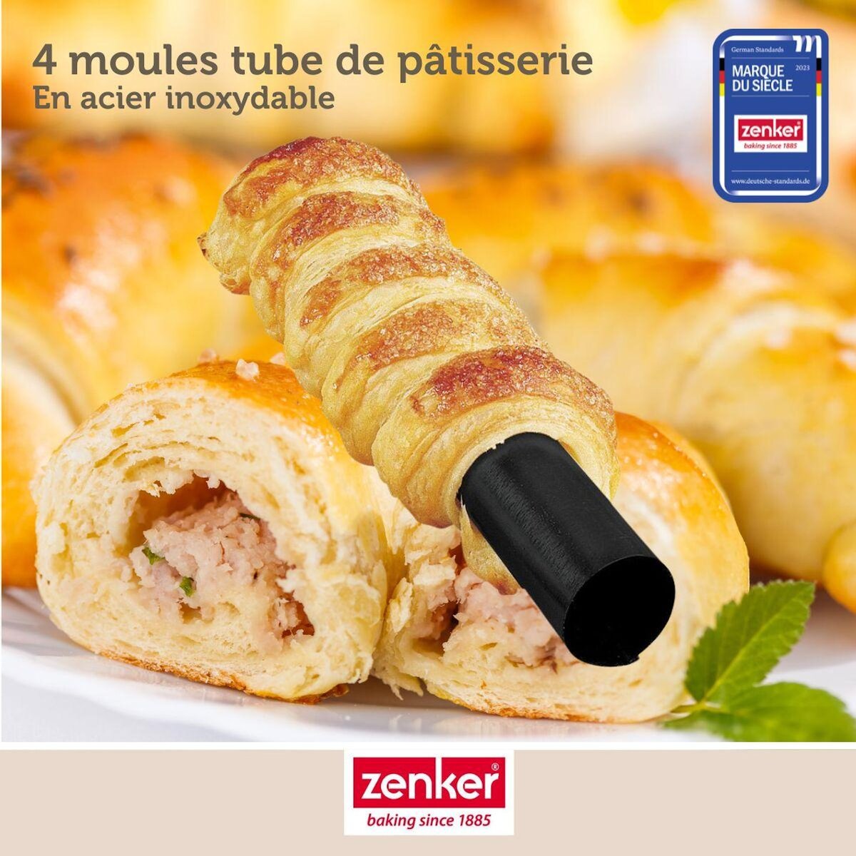 ZENKER Set pâtisserie avec 4 moules tube 13 cm, 2 bols à mixer, verre mesureur et spatule Zenker