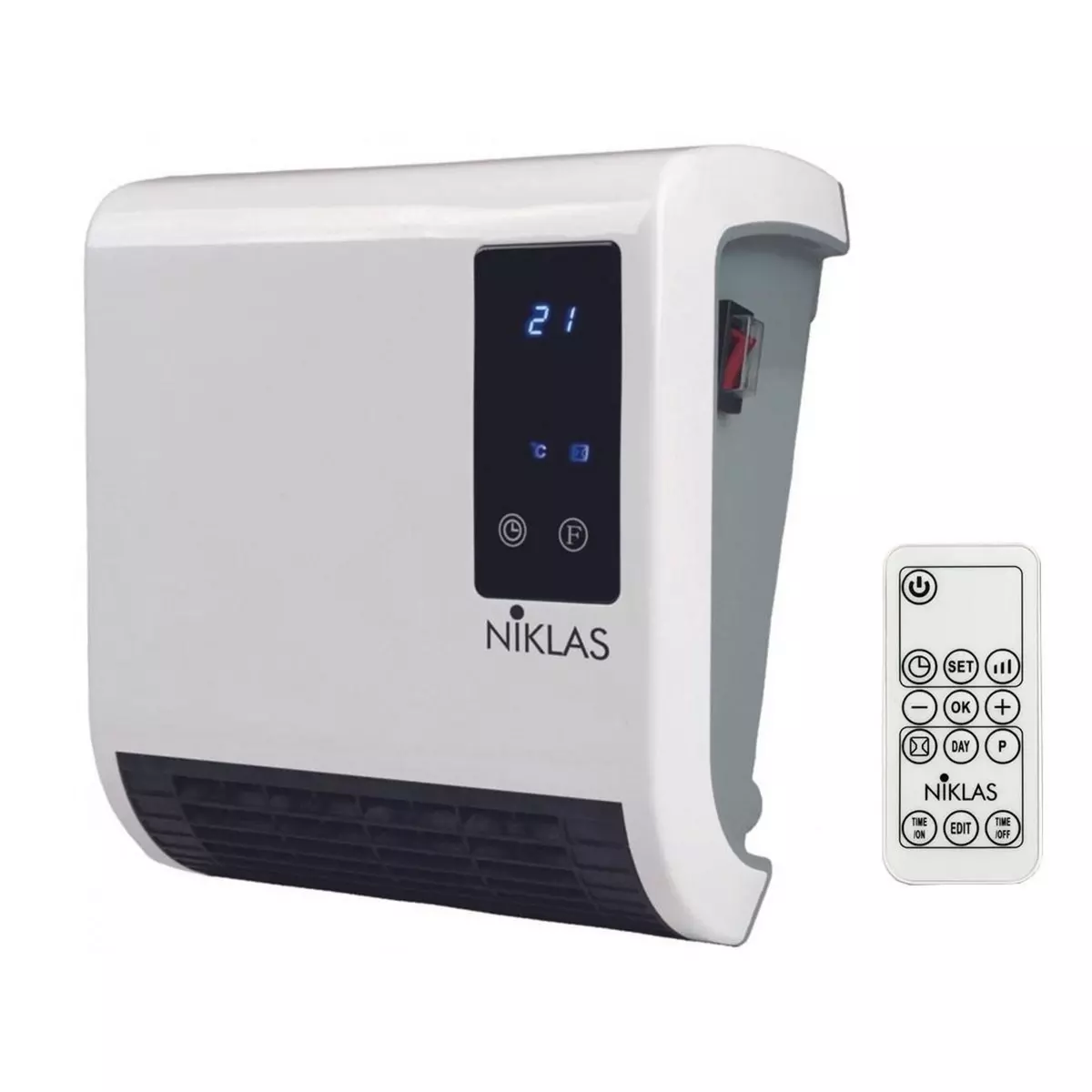 NIKLAS Chauffage soufflant 2000W Trendy Numérique Programmable Télécommande 2 puissances Chauffe jusqu'à 20 m2 IP22 NIKLAS