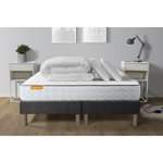 SEPTNUITS Pack matelas Memo + double sommiers gris + 2 oreillers mémoire de forme. Coloris disponibles : Gris