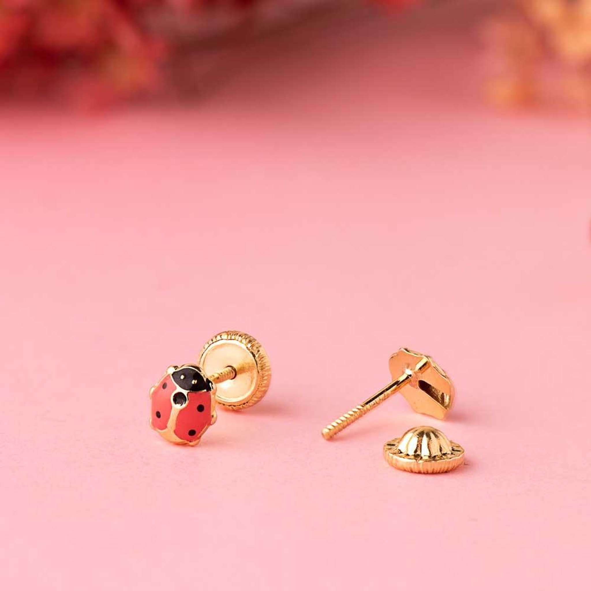 Voir la diapositive 3 : L'ATELIER D'AZUR Boucles d'Oreilles Or 18 Carats 750/000 Jaune - Coccinelles