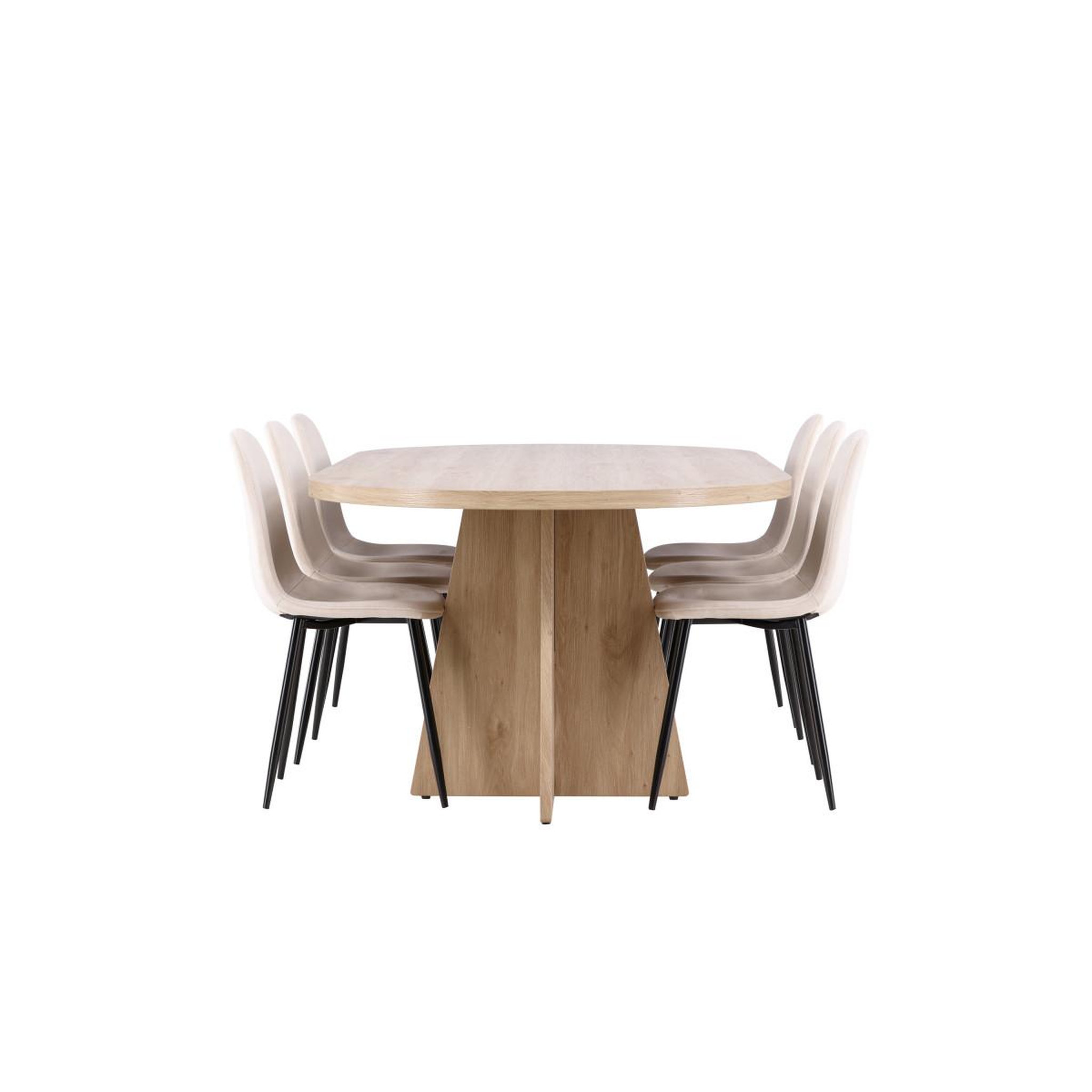 Voir la diapositive 2 : Paris Prix Ensemble table à manger & 6 chaises  bootcut & polar  230cm naturel & beige