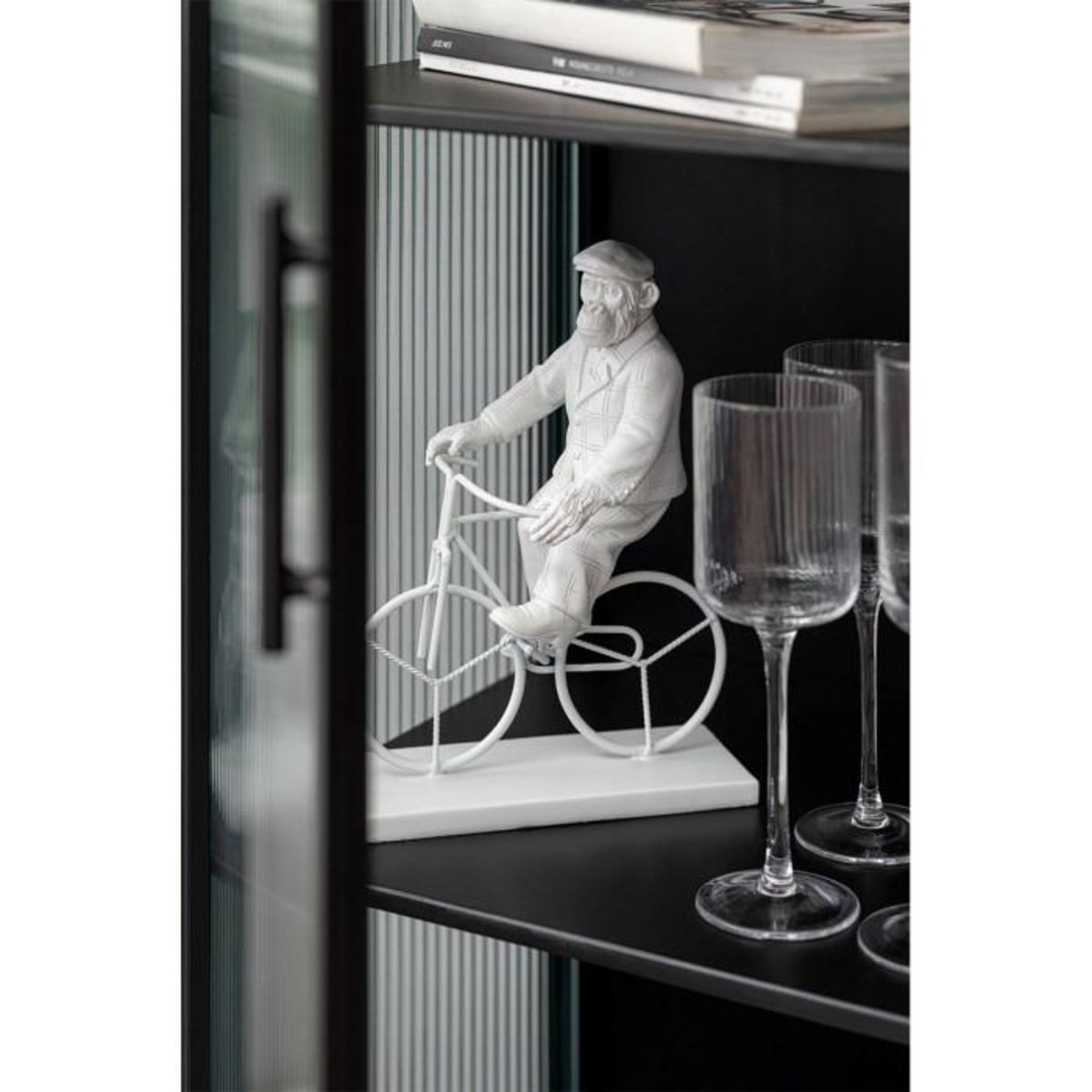 Paris Prix Statuette Déco  Singe Vélo  25cm Blanc