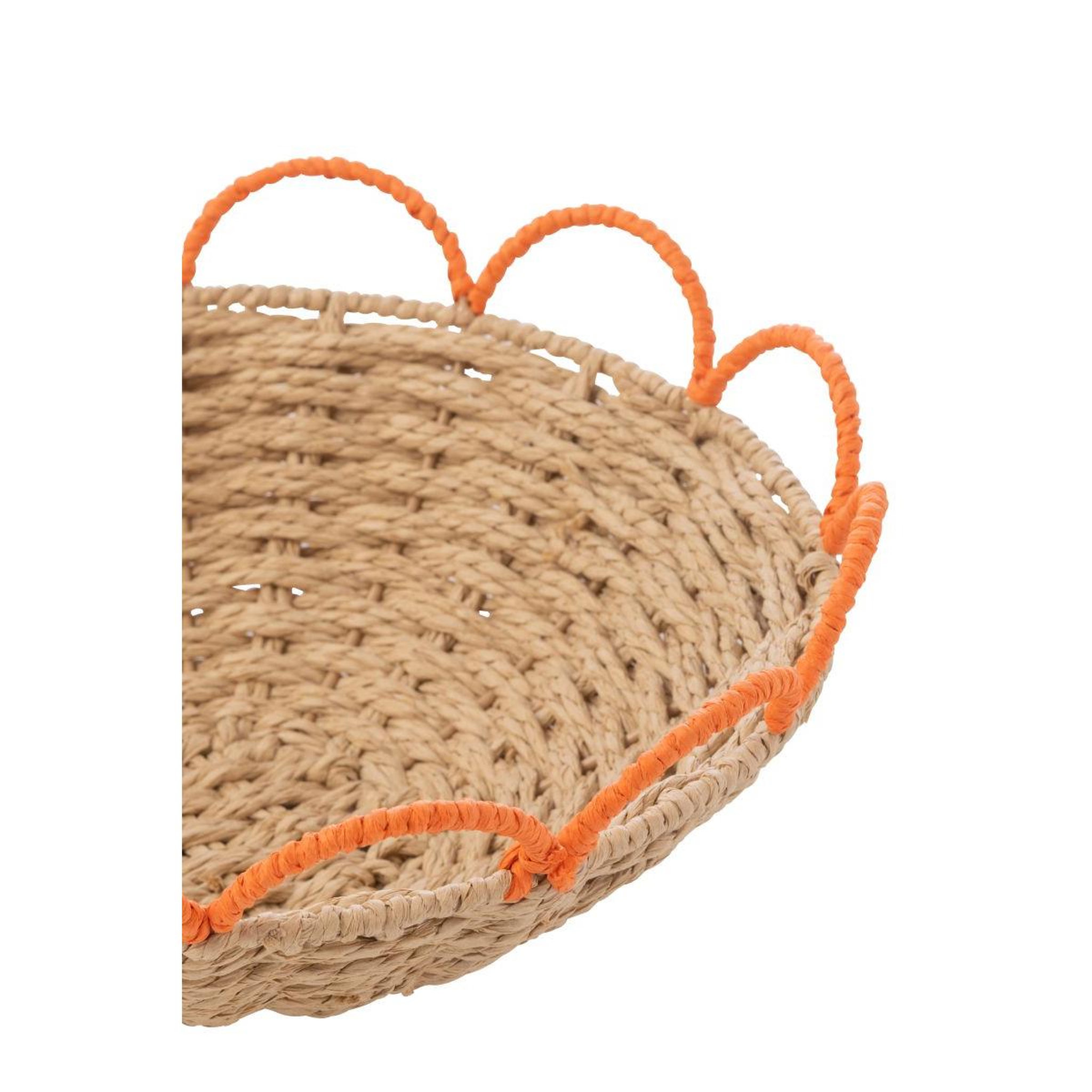 Voir la diapositive 4 : J-LINE Lot de 2 coupelles déco  flores  42cm naturel
