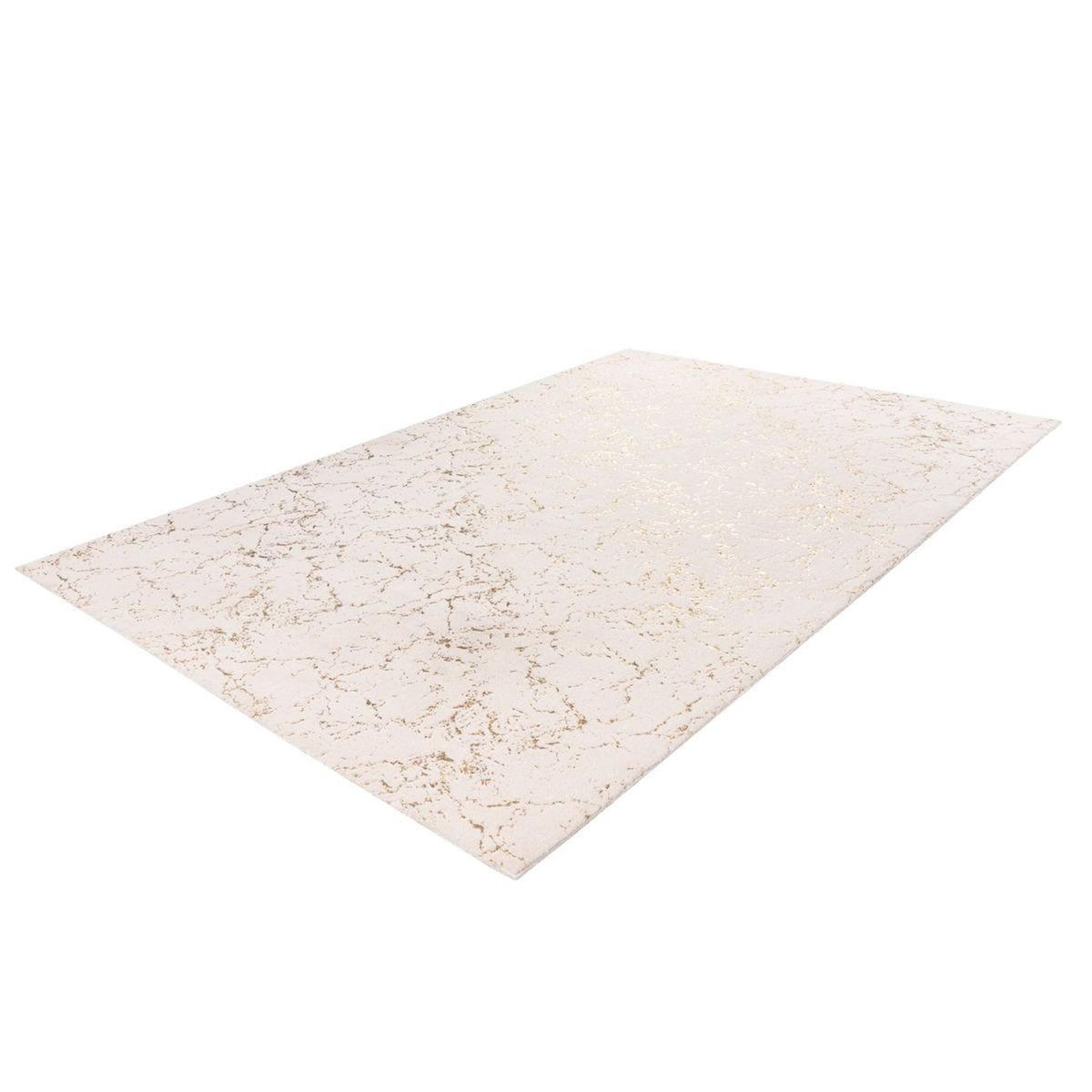 Paris Prix Tapis Géométrique à Poils Longs  Bijou  Crème & Or