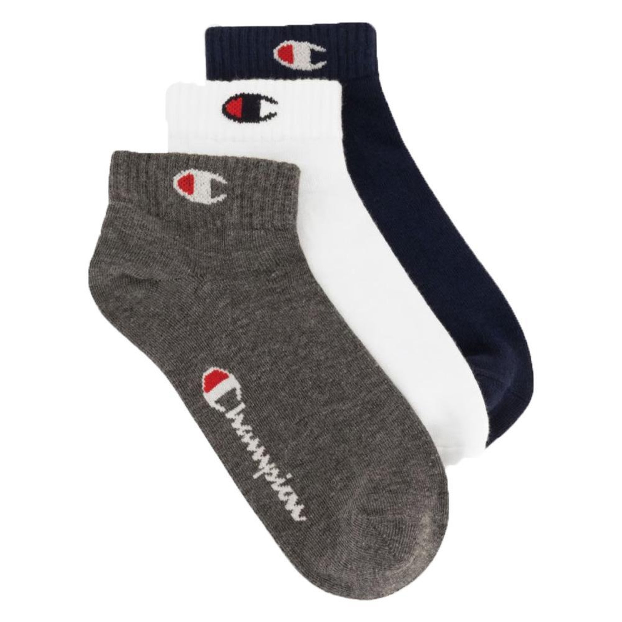 CHAMPION X3 Paires de Chaussettes Grises/Blanches/Marine Garçon Champion 3pk Quarter