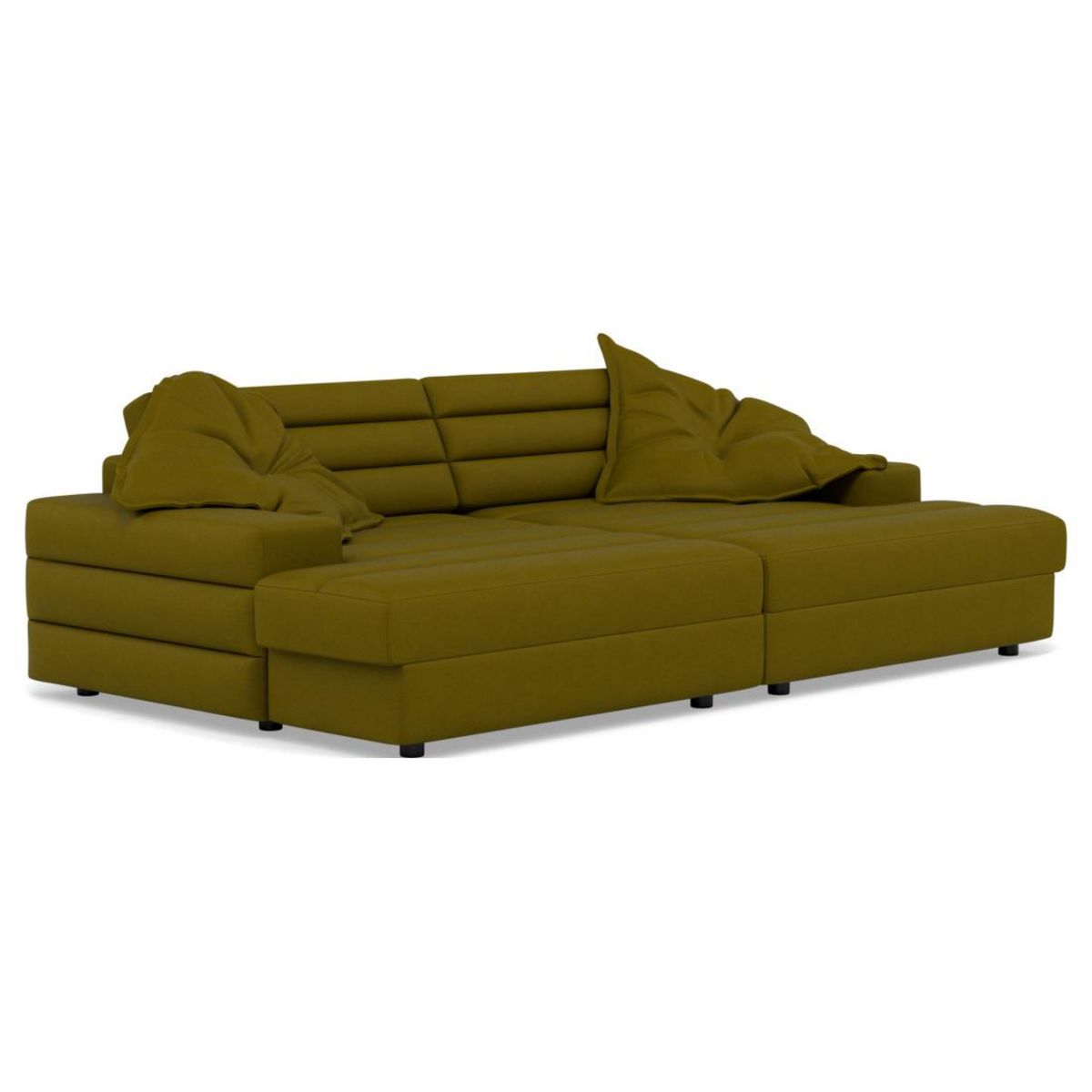 LISA DESIGN Loredana - canapé droit 4 places double méridienne - assise profonde - en tissu texturé