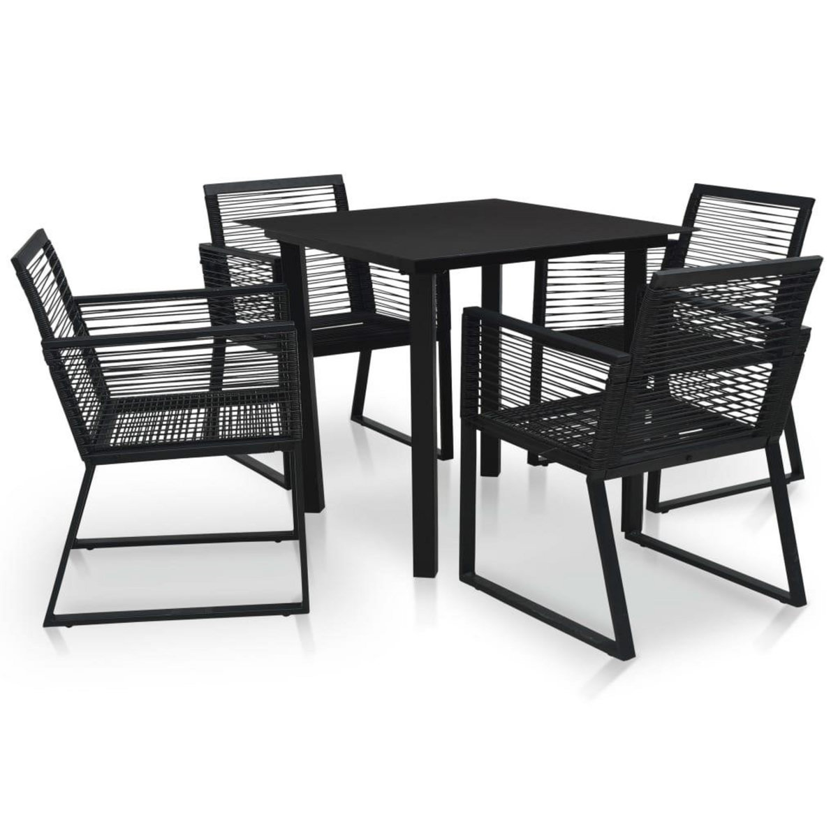 VIDAXL Ensemble a manger d'exterieur 5 pcs Rotin PVC Noir