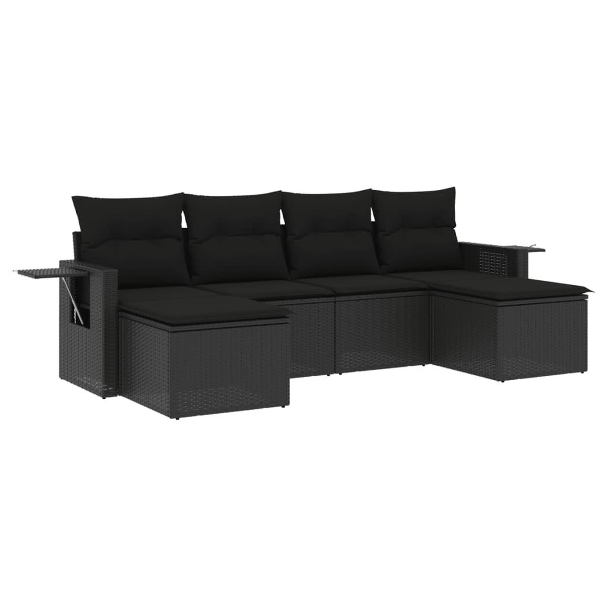 Voir la diapositive 2 : VIDAXL Salon de jardin 6 pcs avec coussins noir resine tressee