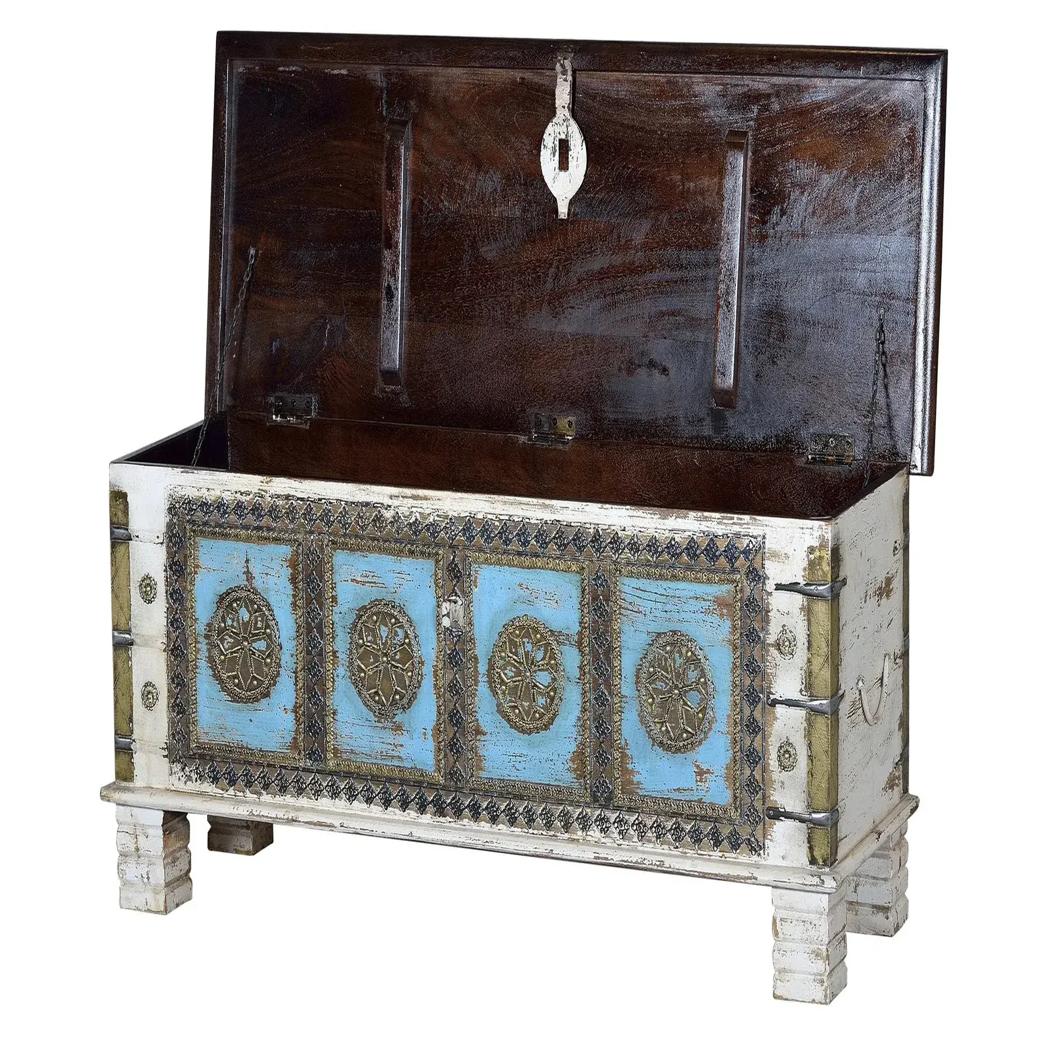 Voir la diapositive 3 : GINER Y COLOMER SL Coffre en bois de manguier massif 116 cm style rustique ethnique
