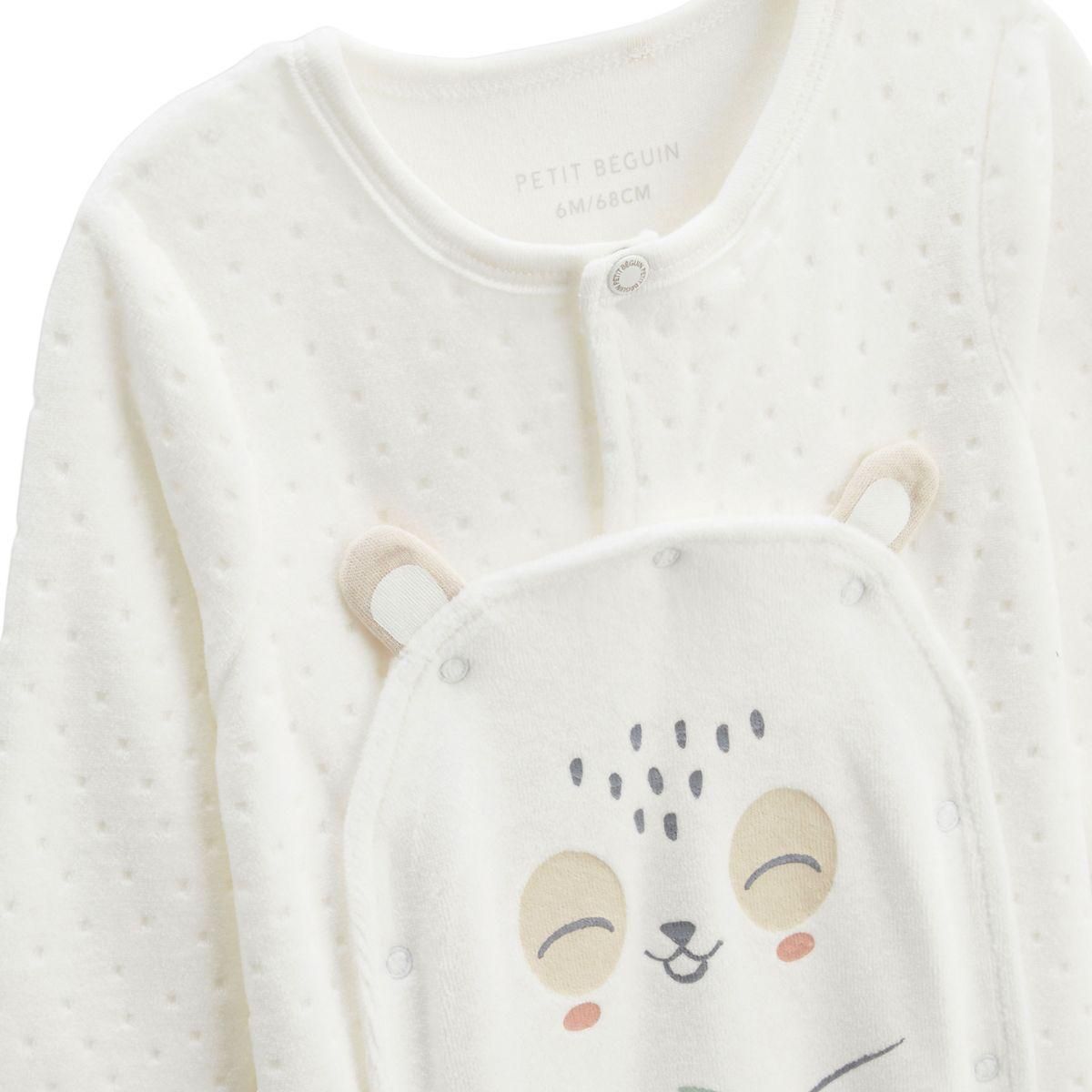 Petit Béguin Pyjama bébé en velours ouverture pont Baby Panda