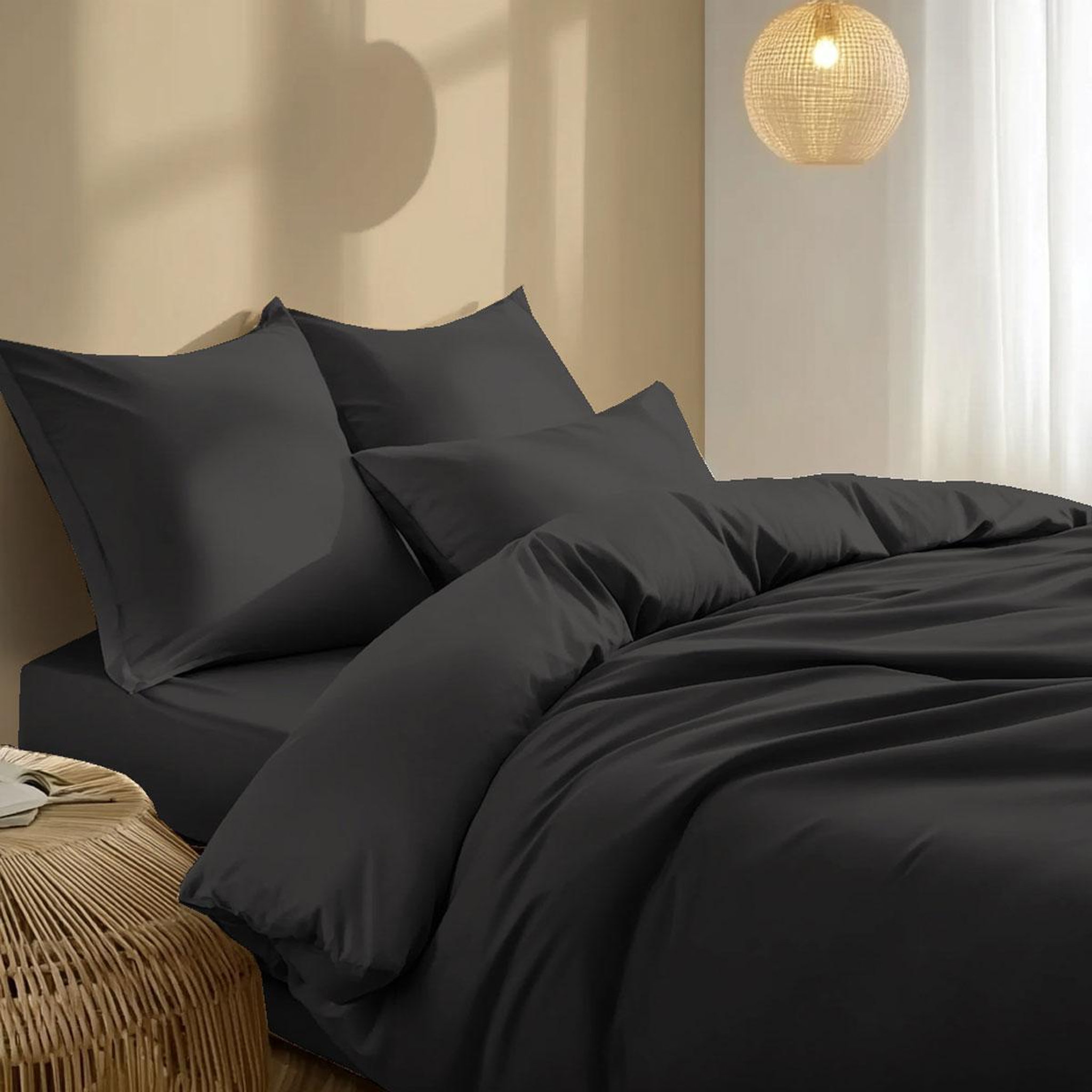 Voir la diapositive 3 : DODO Housse de couette coton antibactérien anthracite