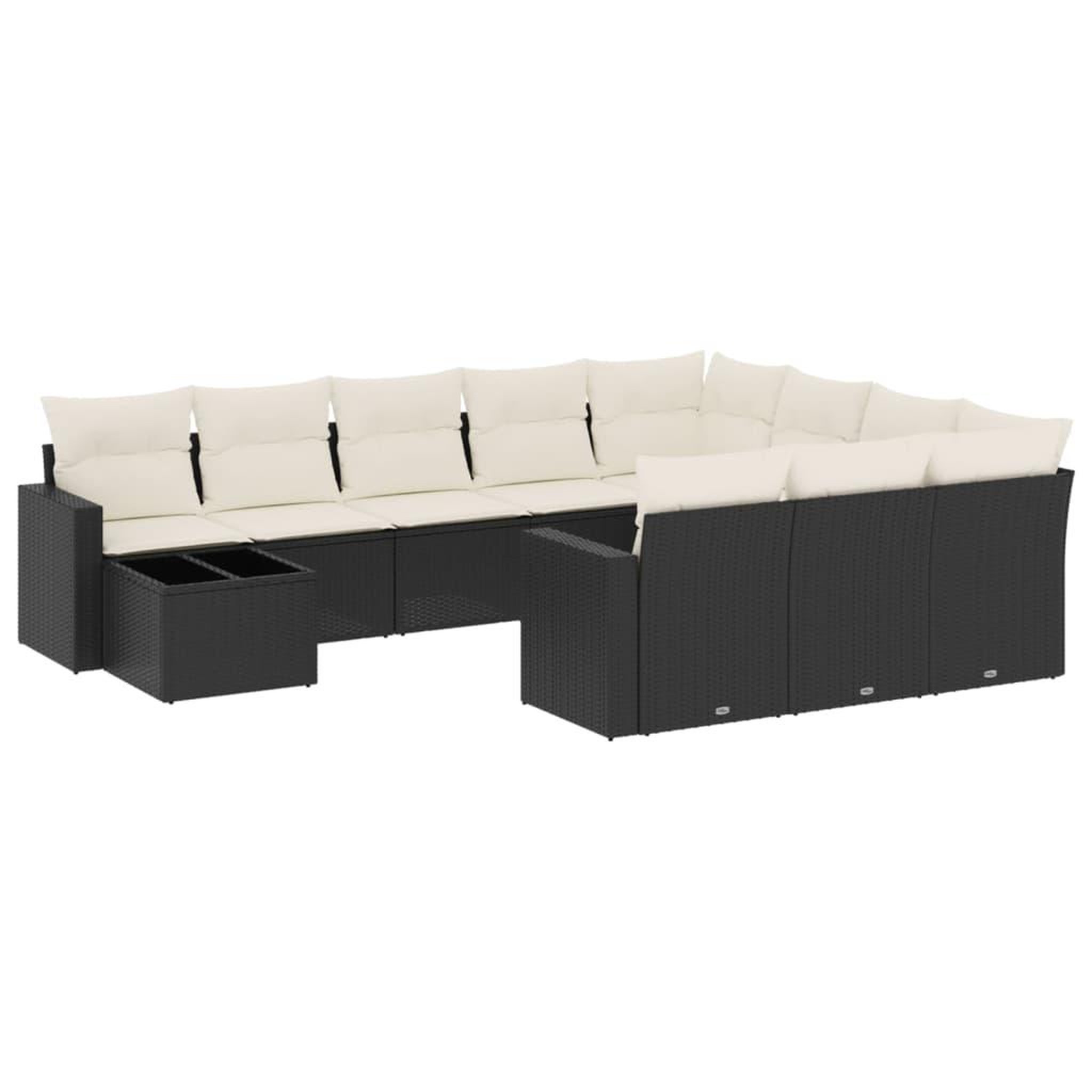 Voir la diapositive 2 : VIDAXL Salon de jardin 11 pcs avec coussins noir resine tressee