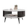 Voir la diapositive 2 : BEST MOBILIER Forini - table basse ronde - effet marbre blanc - 1 niche - 75 cm