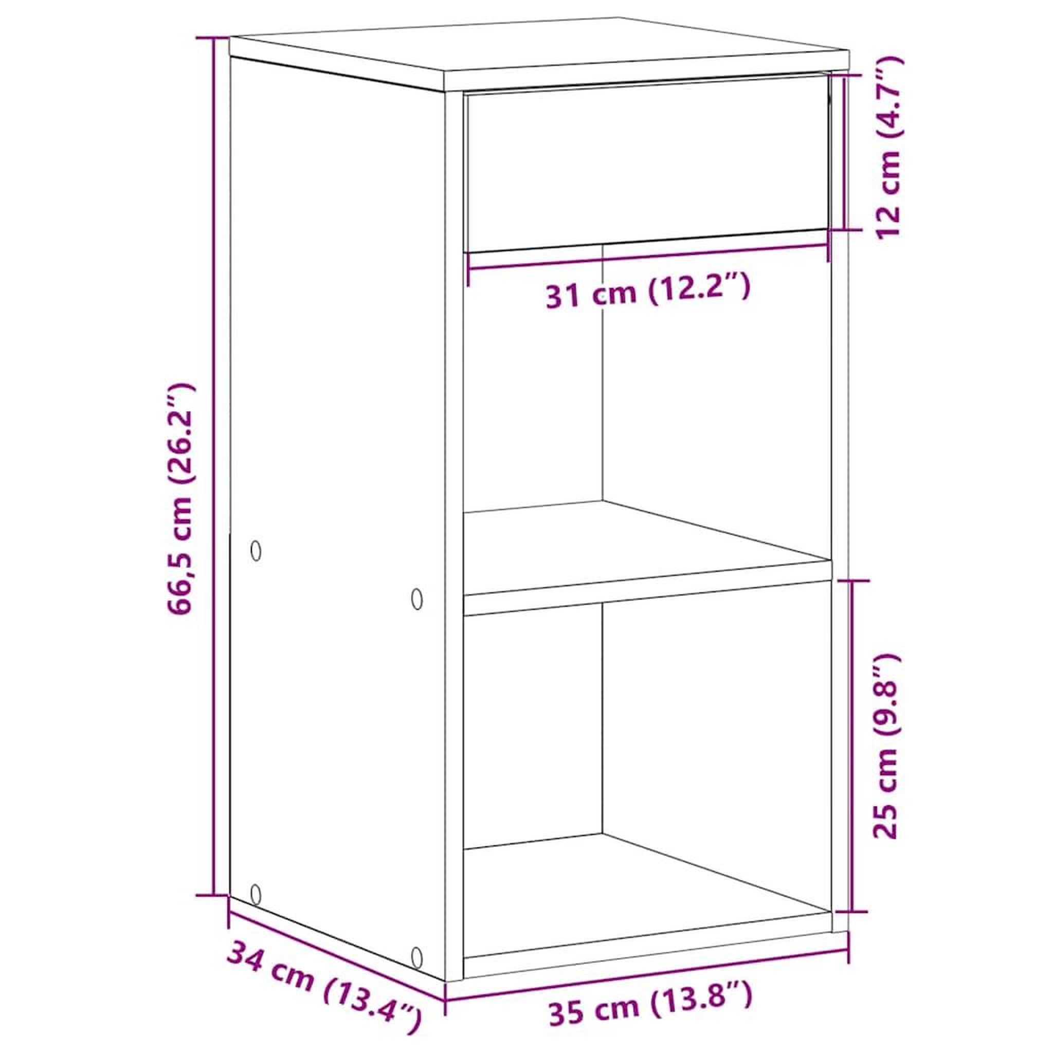 Voir la diapositive 6 : VIDAXL Tables de chevet avec tiroir 2 pcs sonoma gris 35x34x66,5 cm