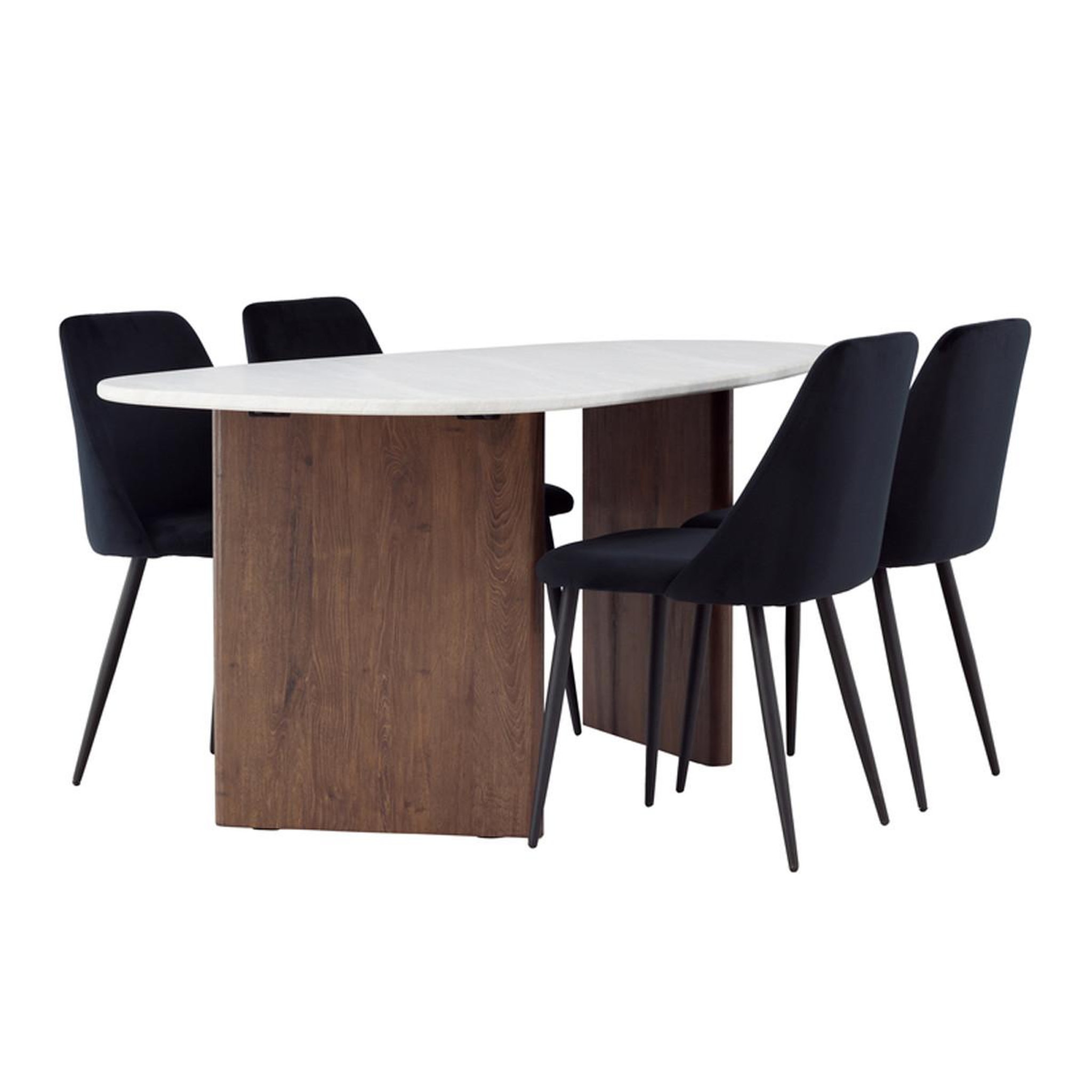 Paris Prix Ensemble table à manger & 4 chaises  gronvik & night  180cm gris clair & noir