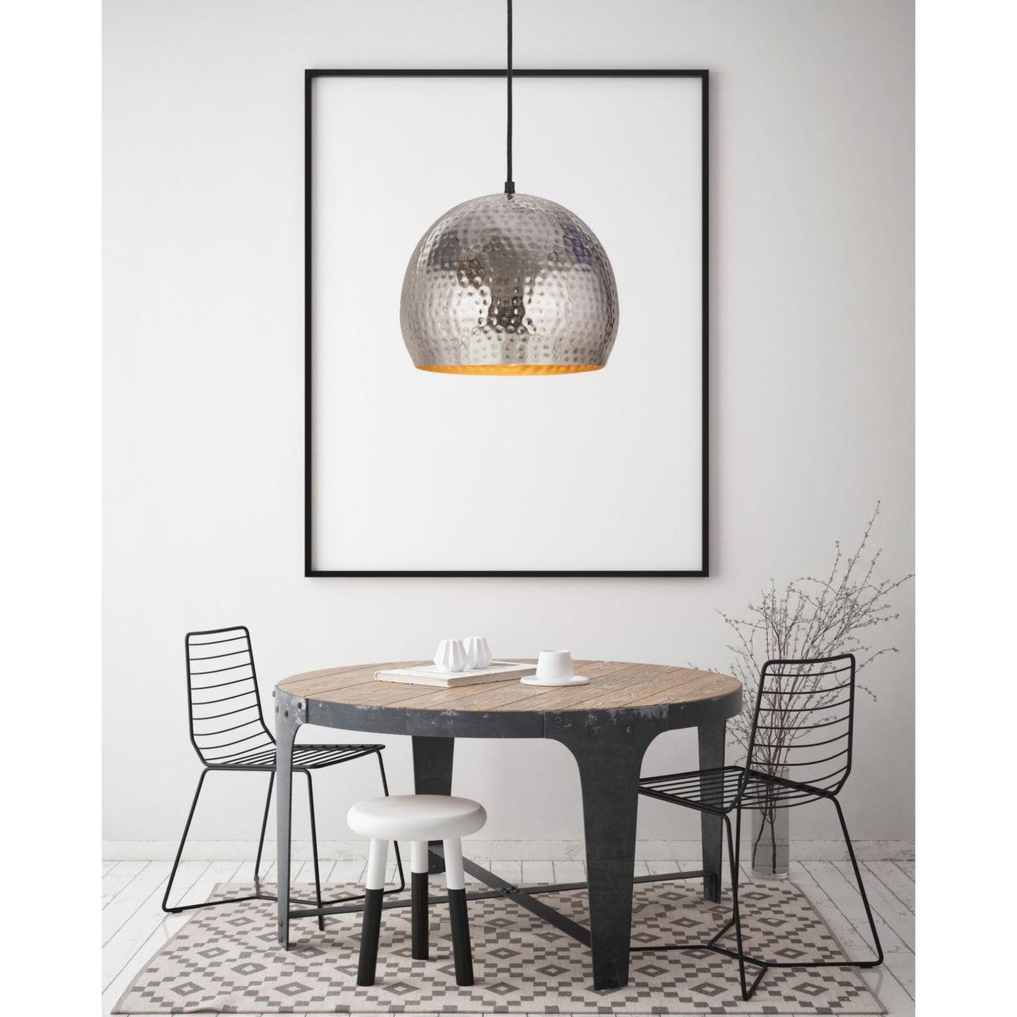 Voir la diapositive 2 : Paris Prix Lampe suspension design  factory style  27cm argent