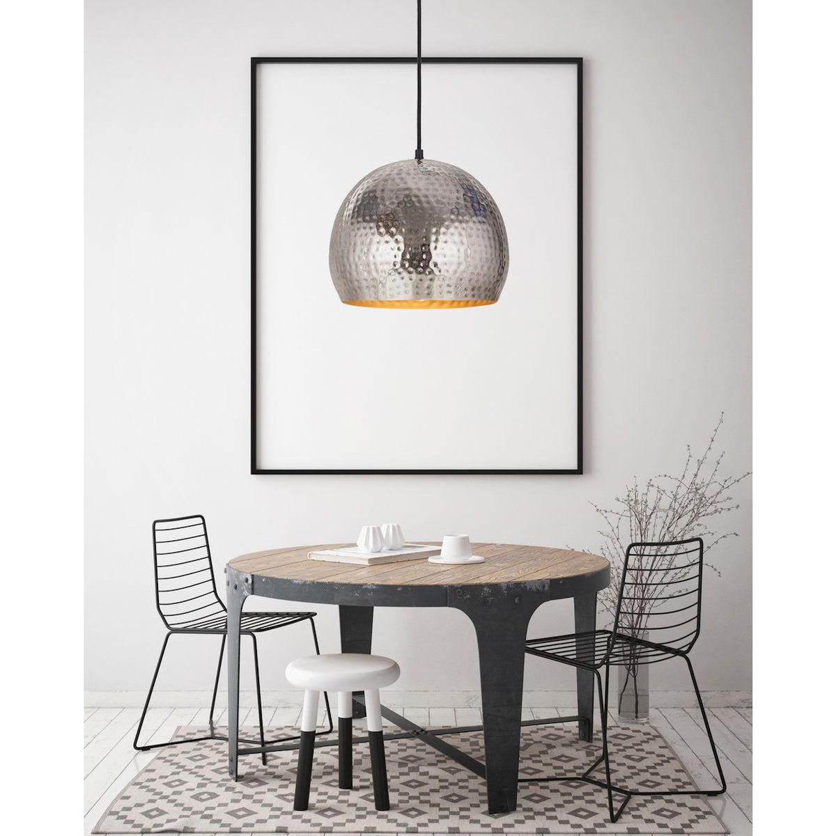 Paris Prix Lampe Suspension Design  Factory Style  27cm Argent