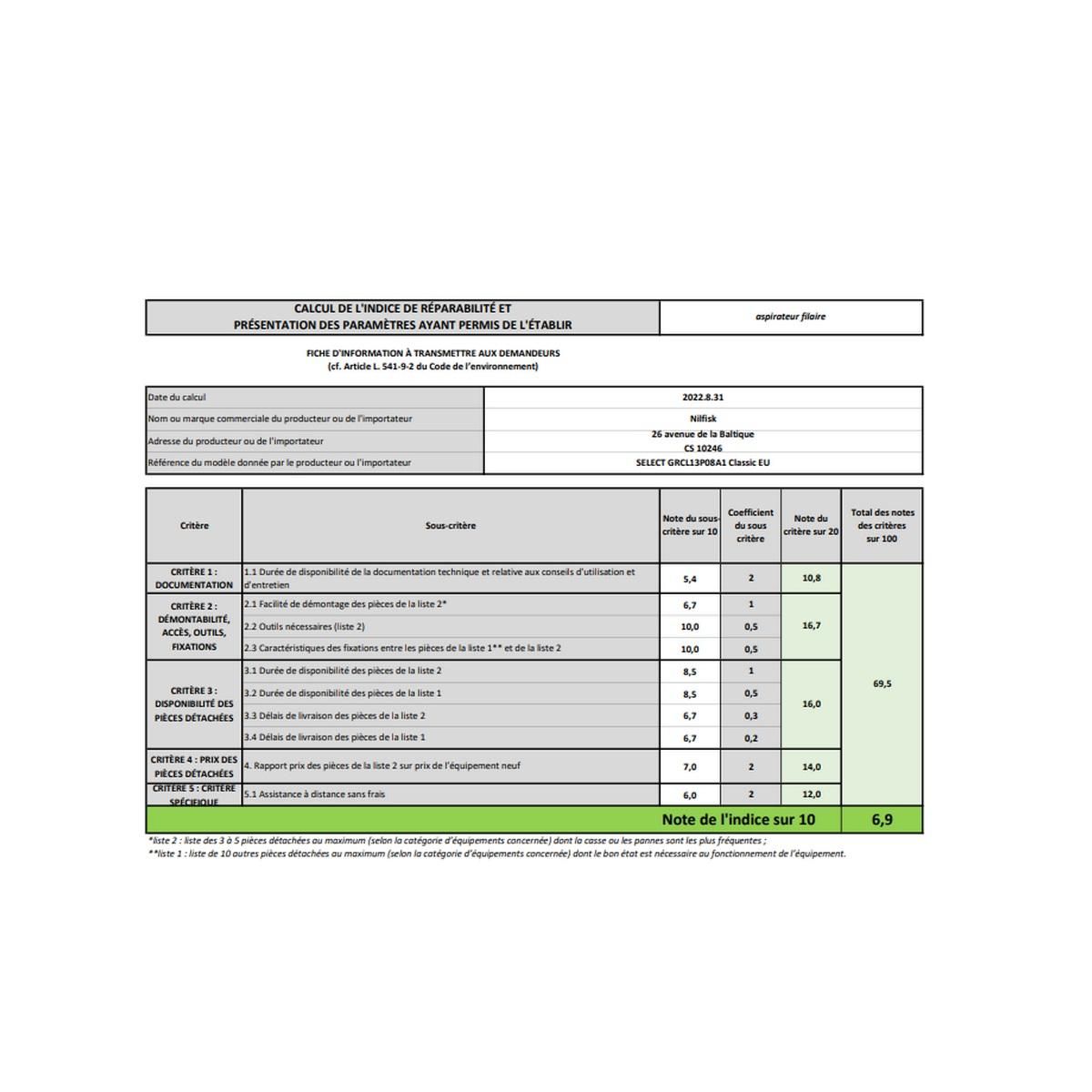 Nilfisk Aspirateur traineau 650w 75db taupe - SEL-GRCL13P08A1