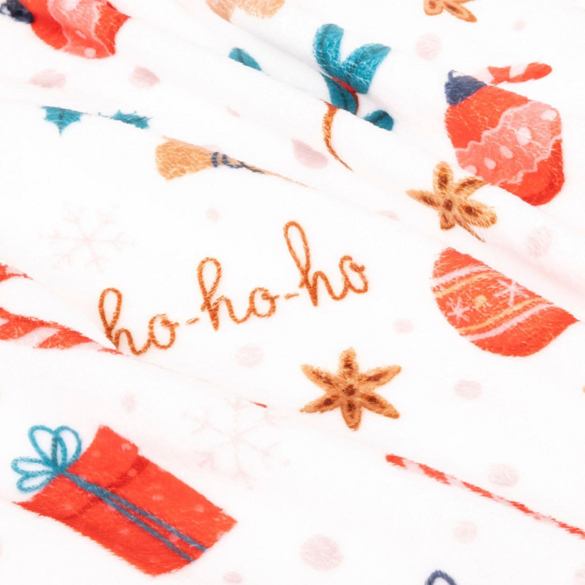 FEERIC LIGHT & CHRISTMAS Plaid de Noël motif pain d'épice - 130 x 180 cm - Rouge