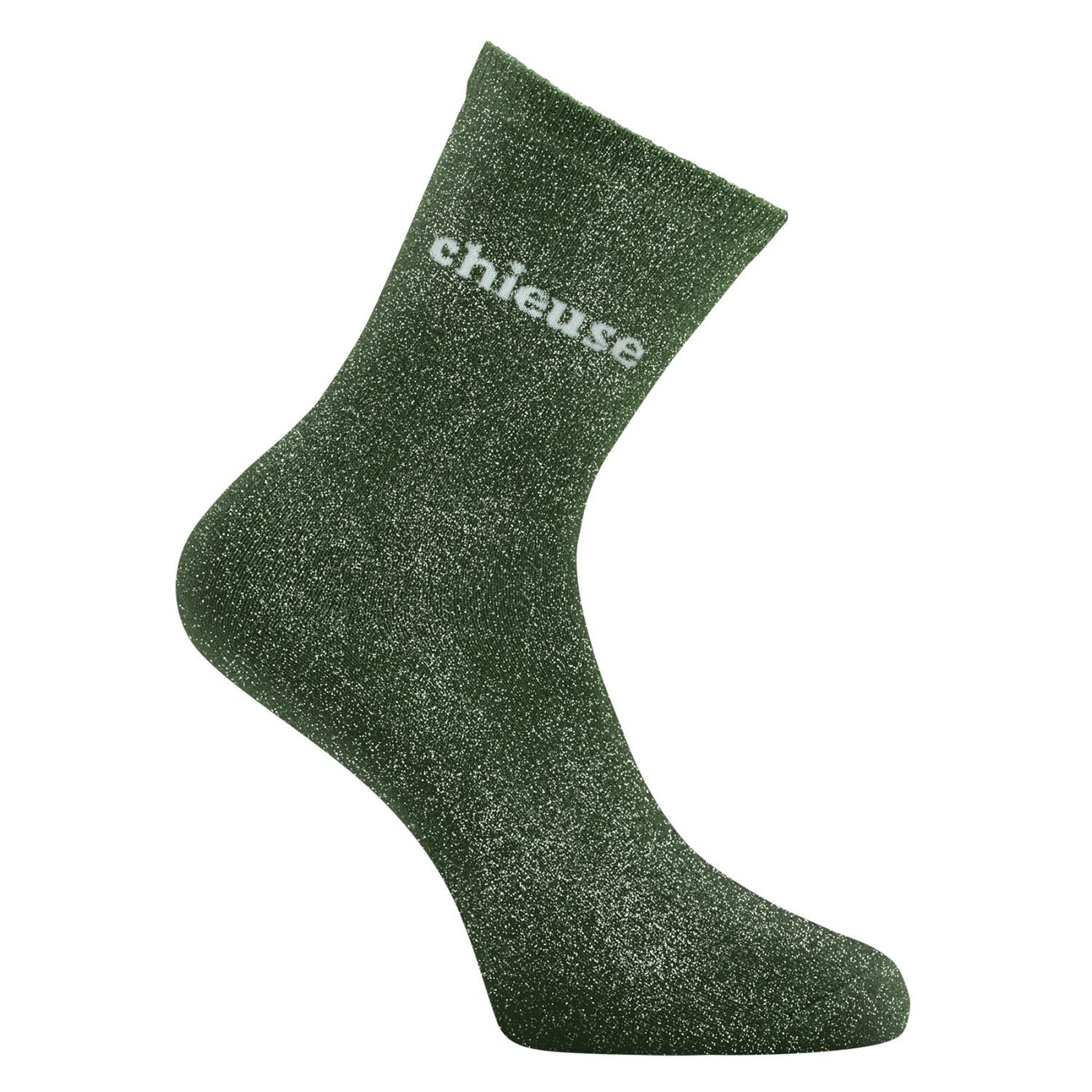 Voir la diapositive 3 : TWINDAY Lot de 6 paires de chaussettes  femme à paillettes osé peste