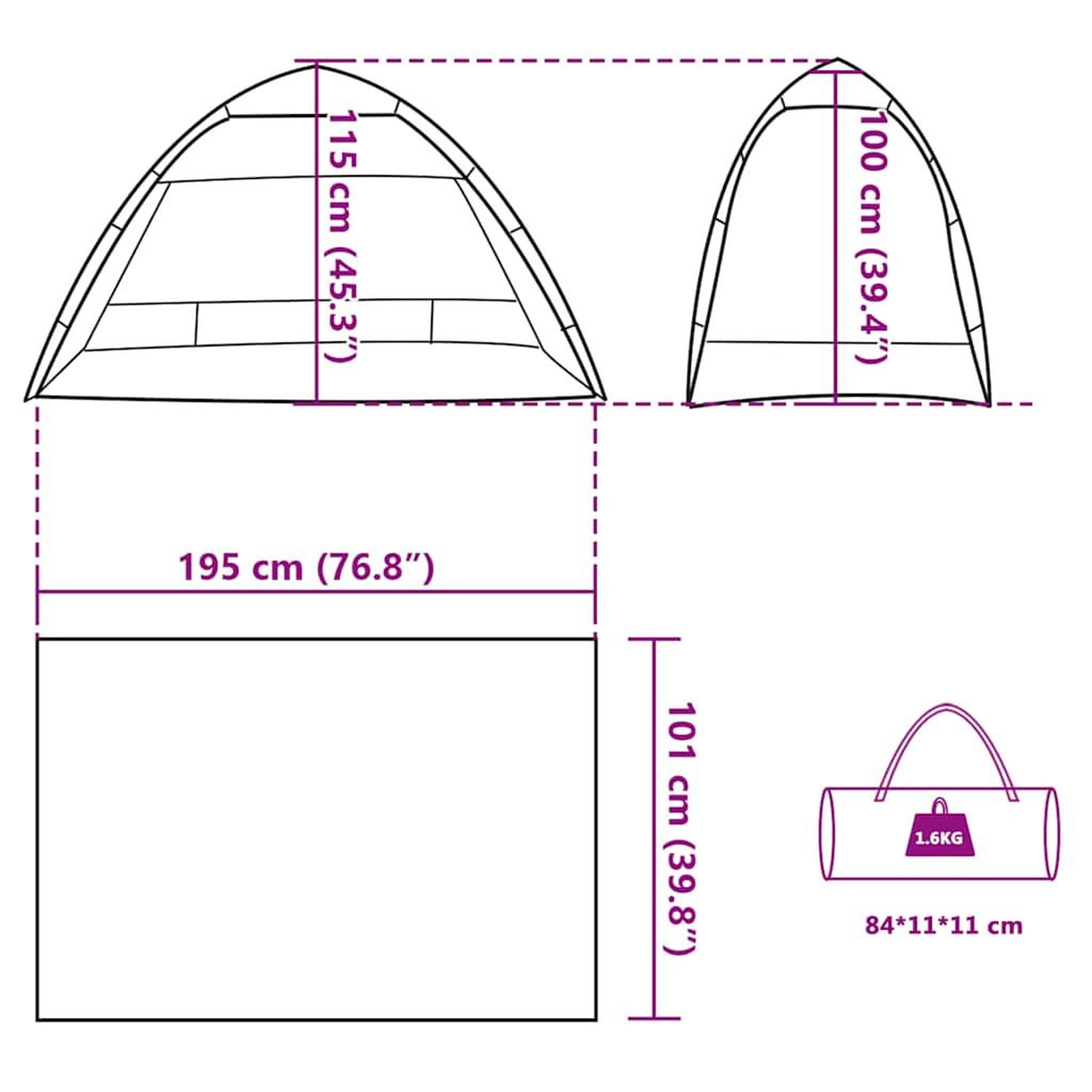 Voir la diapositive 6 : VIDAXL Tente de plage 2 personnes gris liberation rapide impermeable