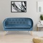 Voir la diapositive 4 : ID MARKET Canapé banquette en velours SONIA bleu