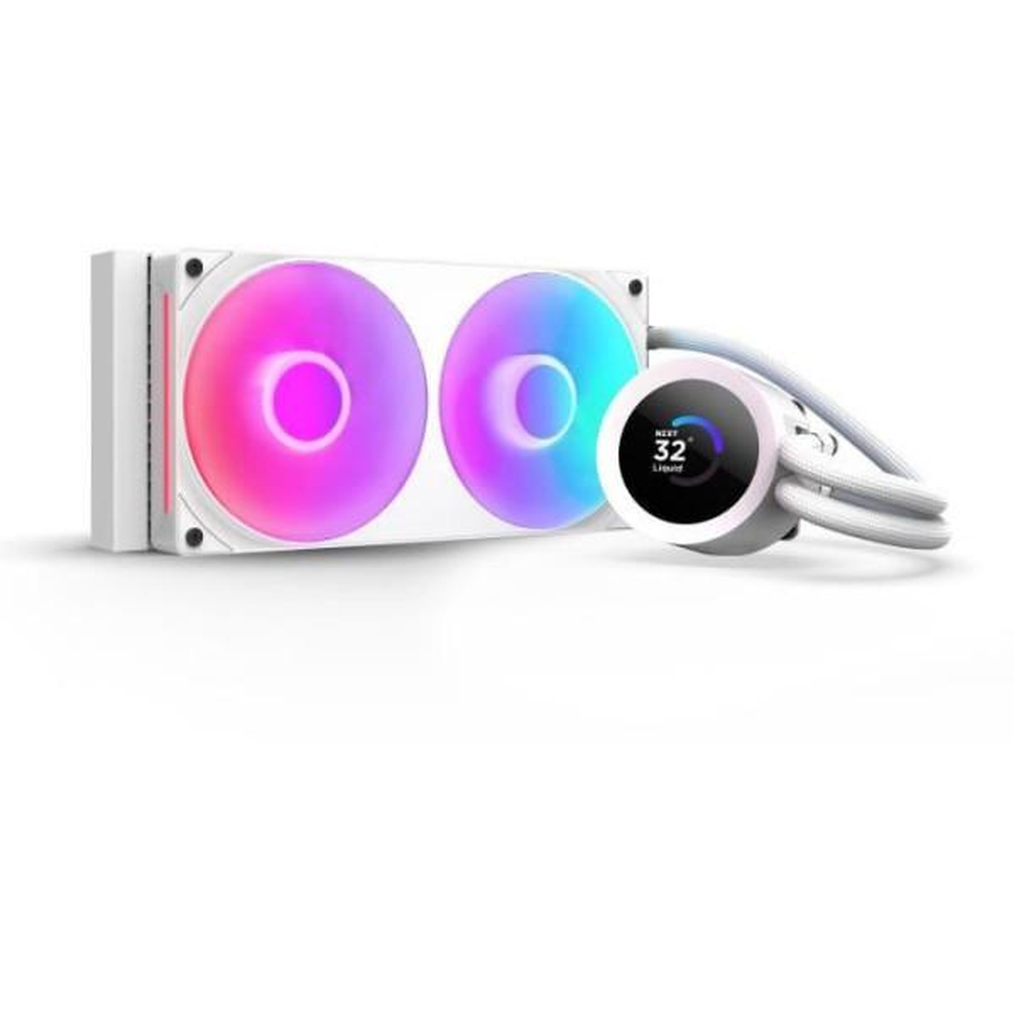 NZXT Watercooling - nzxt - rl-kr240-w2 - kraken plus 240 rgb - écran carré 1.54 personnalisable et ventilateurs rgb - blanc