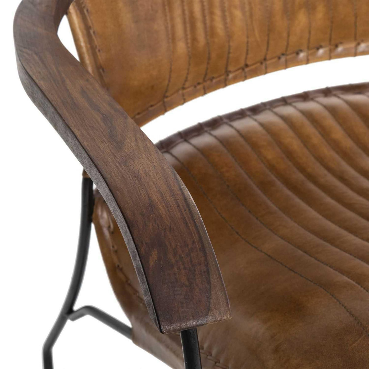 ATMOSPHERA Fauteuil Vintage en cuir - Marron