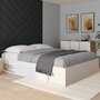 Voir la diapositive 2 : ID MARKET Cadre de lit double SALEM avec rangements et sommier 160 x 200 cm blanc