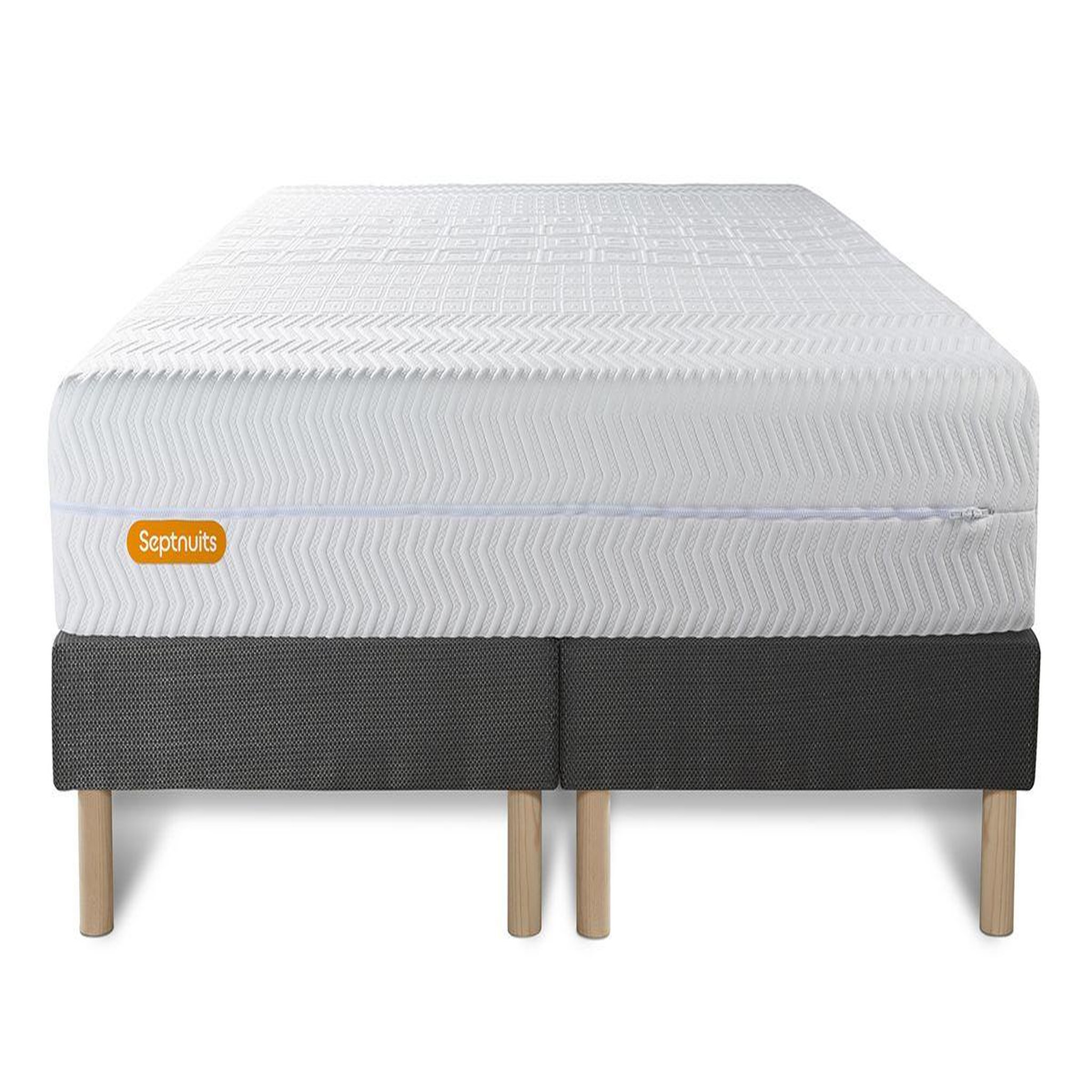 Voir la diapositive 2 : SEPTNUITS Matelas + double sommiers Memo Bio Mousse à mémoire de forme 5 zones de confort Maxi épaisseur Déhoussable