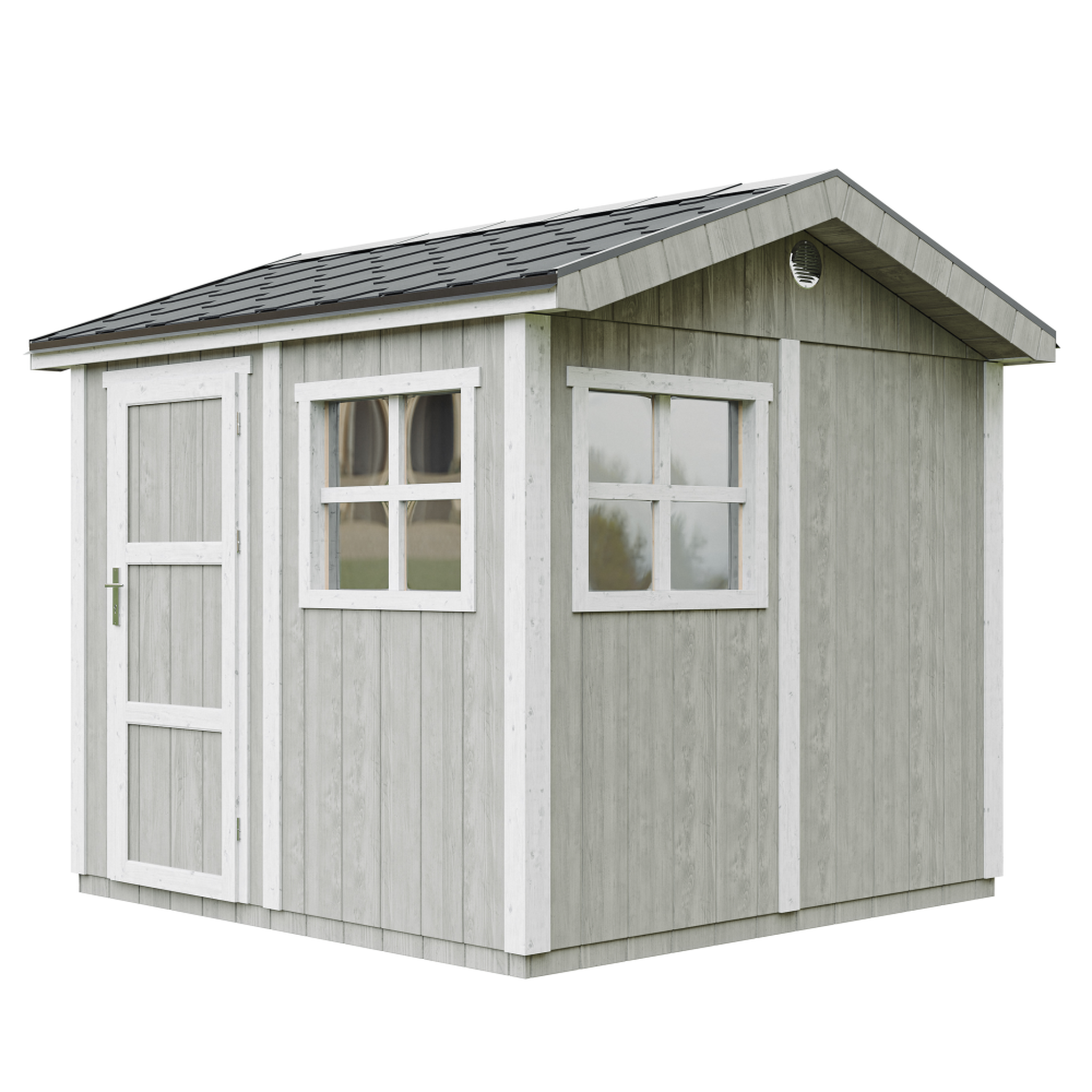 Voir la diapositive 1 : TIMBELA Abri de Jardin Qualité Premium 5,9m² H252x250x294 cm - Avec un sol et des bardeaux bitumineux M913