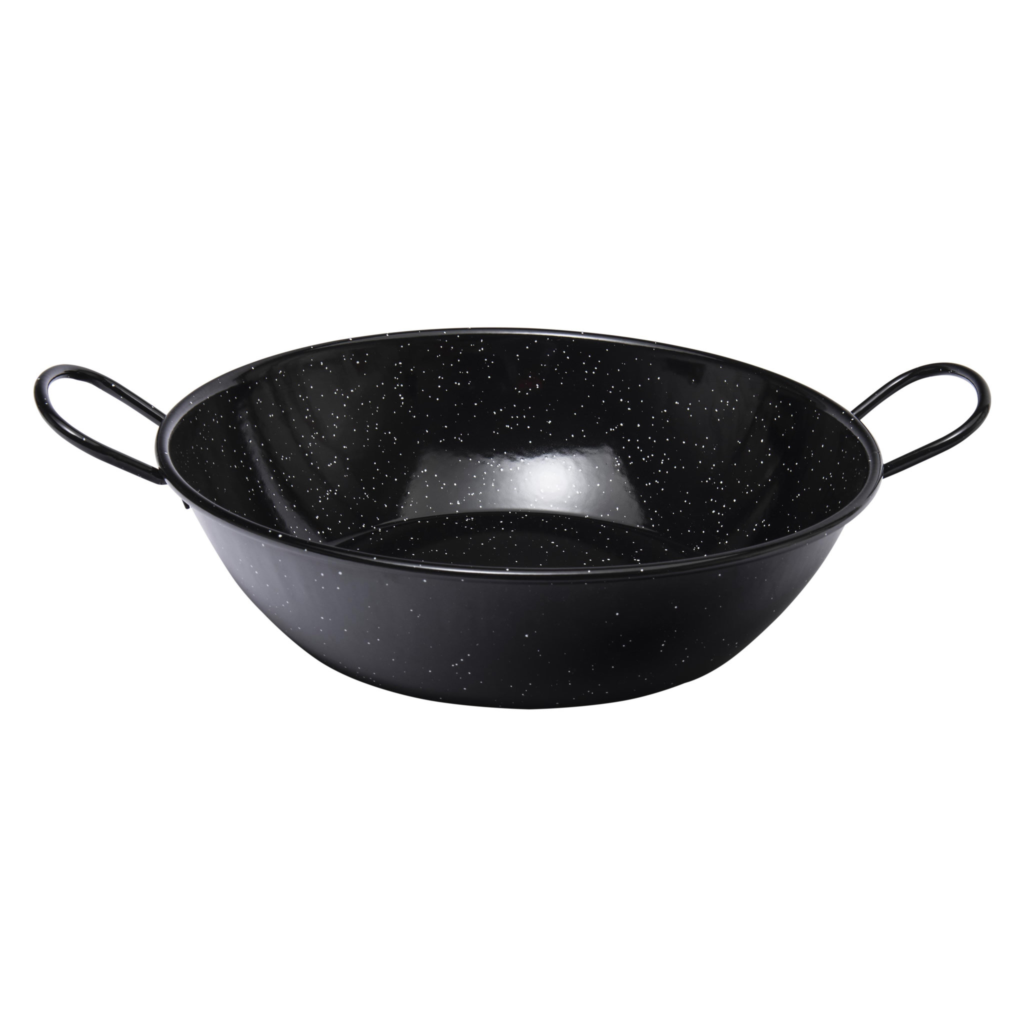 Voir la diapositive 4 :  Plat à paella haut en métal émaillé 2 poignées   ø 36 cm