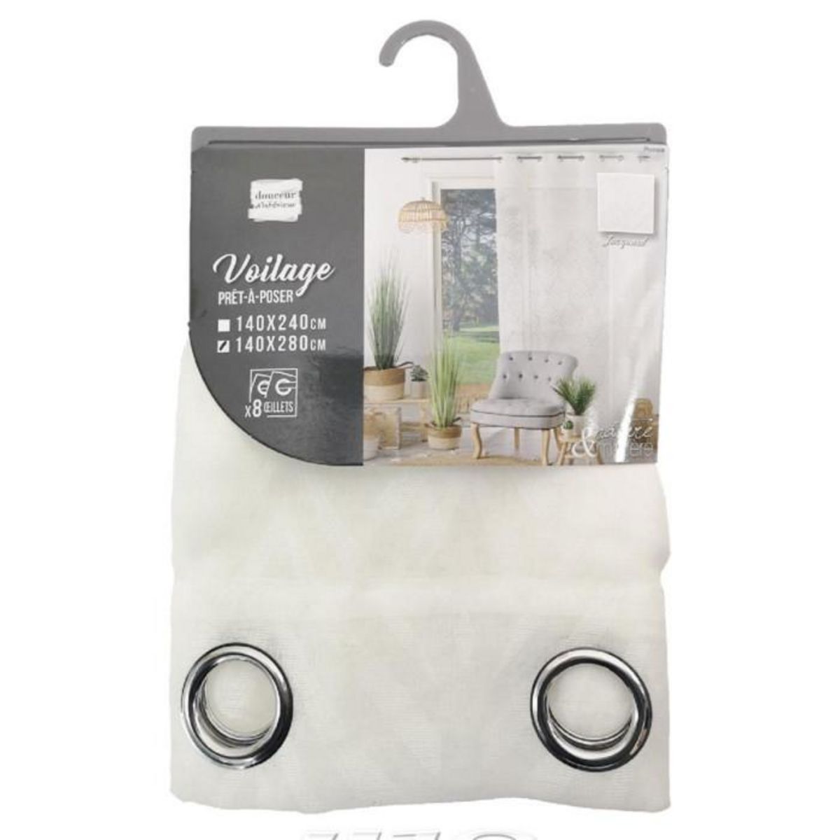 Paris Prix Rideau Voilage à Œillets  Poesia  140x280cm Blanc