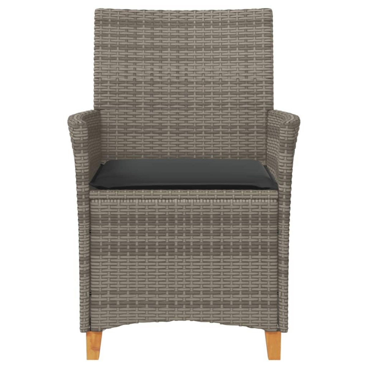 VIDAXL Chaises de jardin coussins lot de 2 gris resine tressee et bois