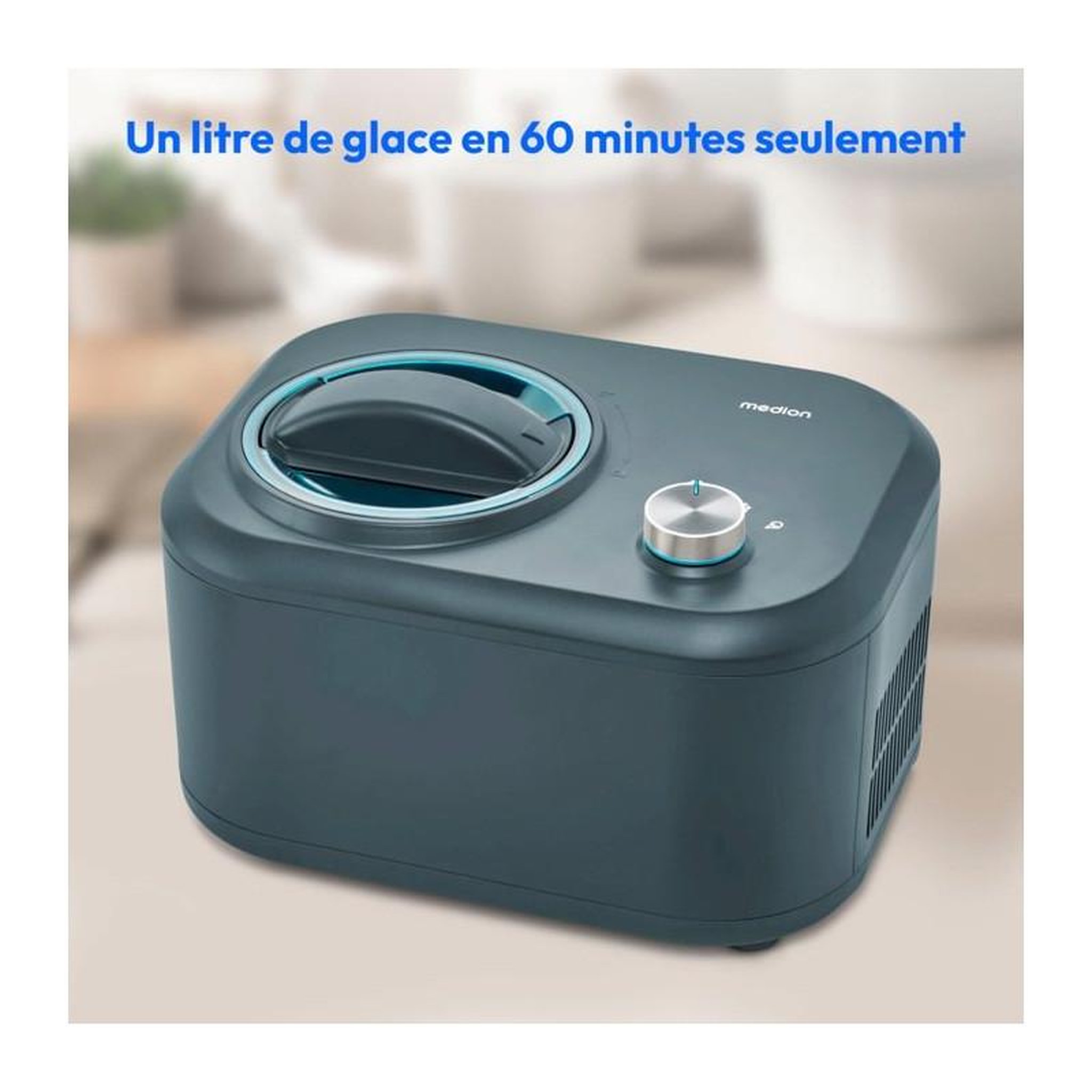 Voir la diapositive 3 : Medion MEDION Machine a glace avec compresseur (convient pour la préparation de cremes glacées, yaourts glacés & sorbets, 1 litre, 1