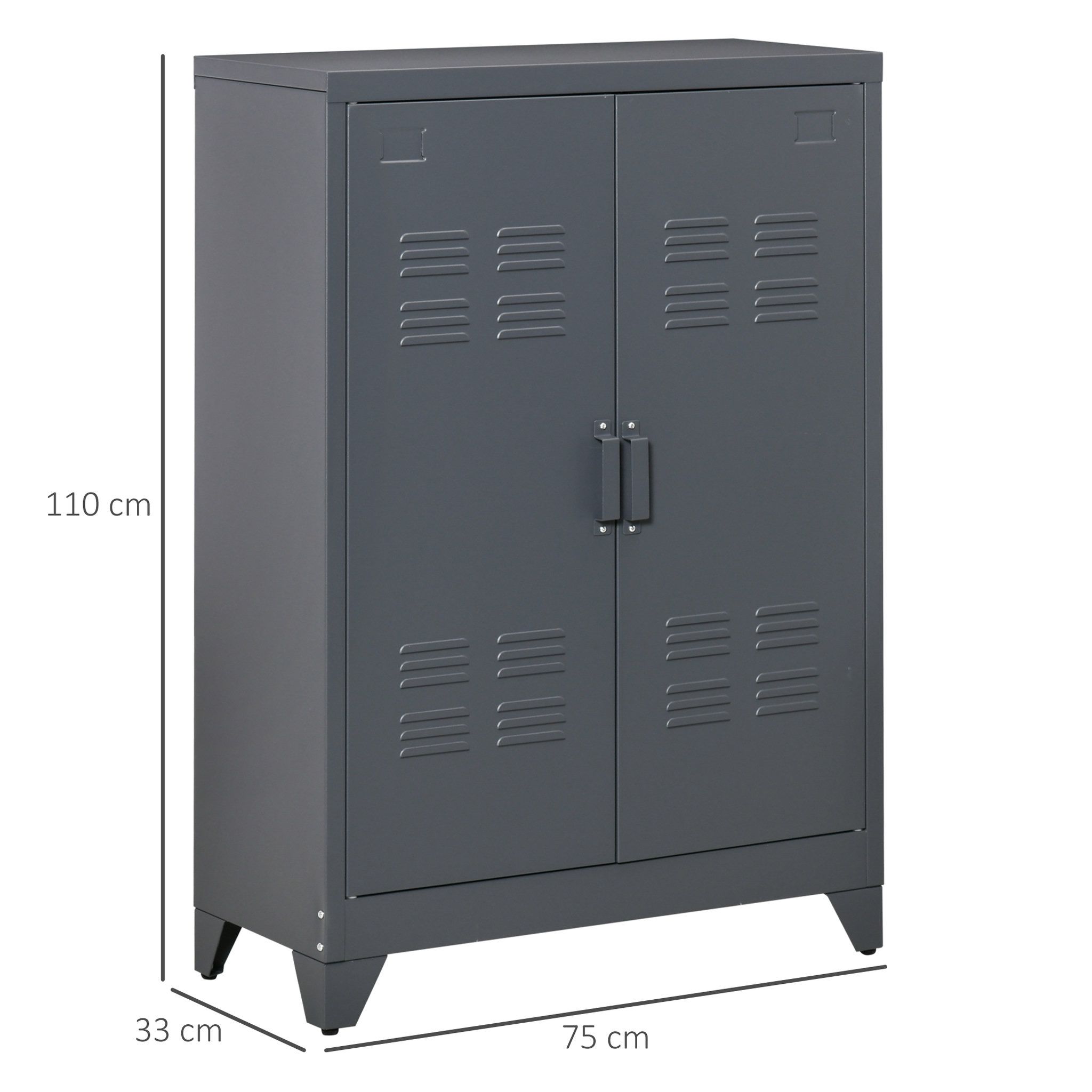 Voir la diapositive 3 : HOMCOM HOMCOM Armoire de rangement métal design industriel - 2 étagères - structure piètement tôle métal gris anthracite