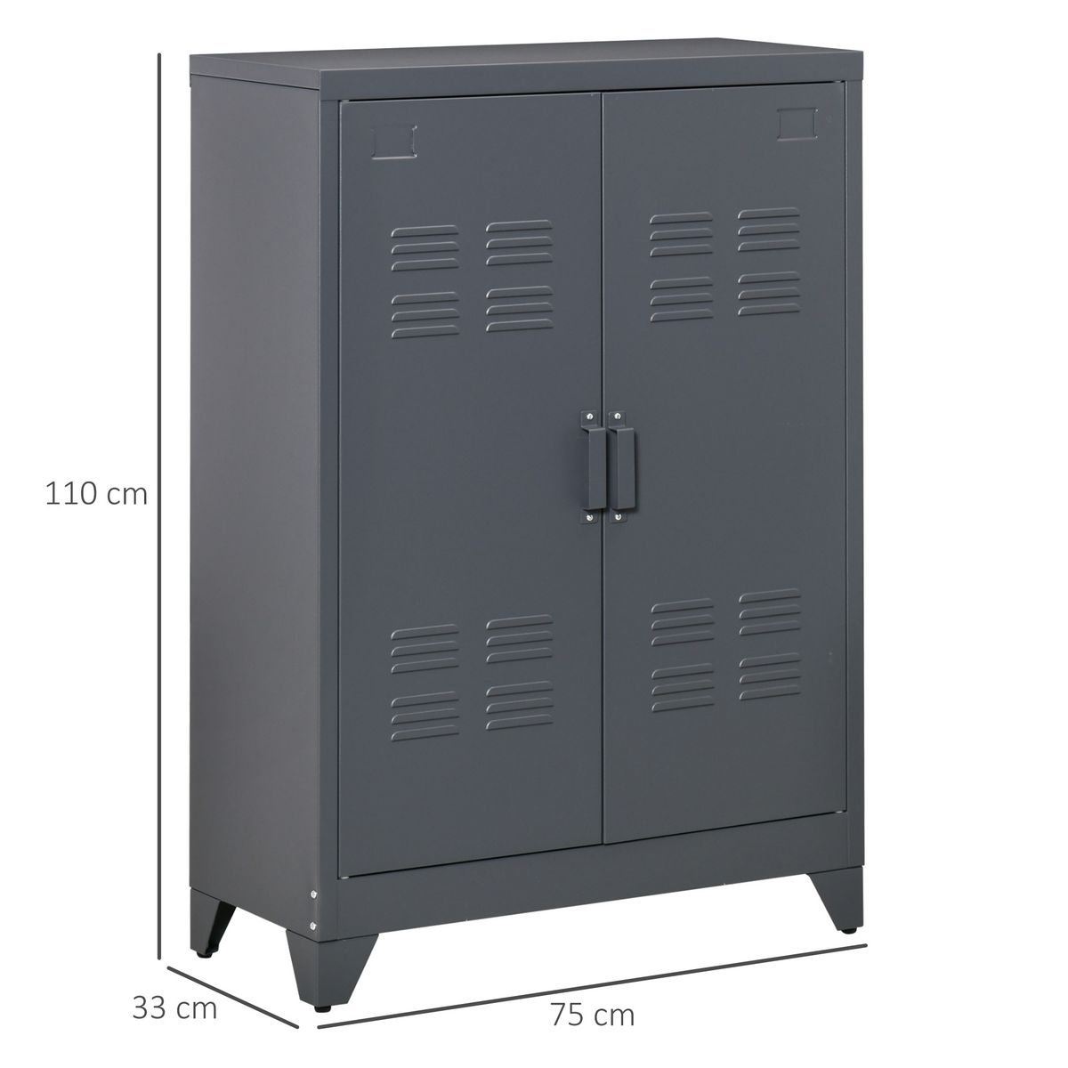 HOMCOM HOMCOM Armoire de rangement métal design industriel - 2 étagères - structure piètement tôle métal gris anthracite