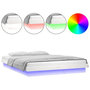 Voir la diapositive 1 : VIDAXL Cadre de lit a LED sans matelas blanc bois massif