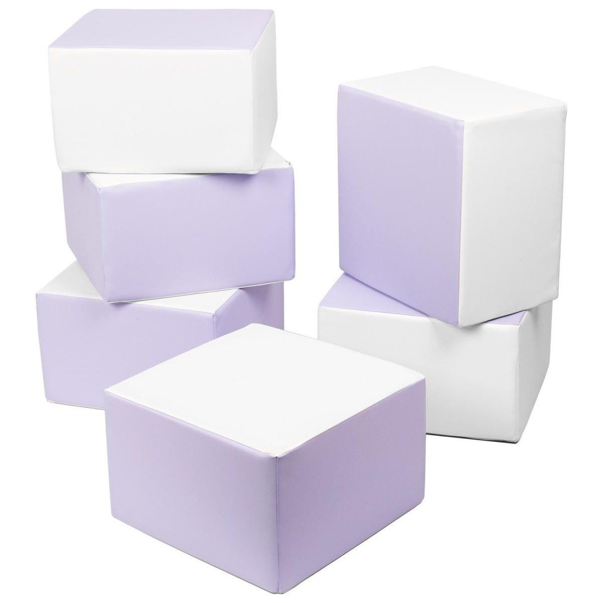 VELINDA Ensemble cubes (6 grands blocs de mousse) — blanc, lilas