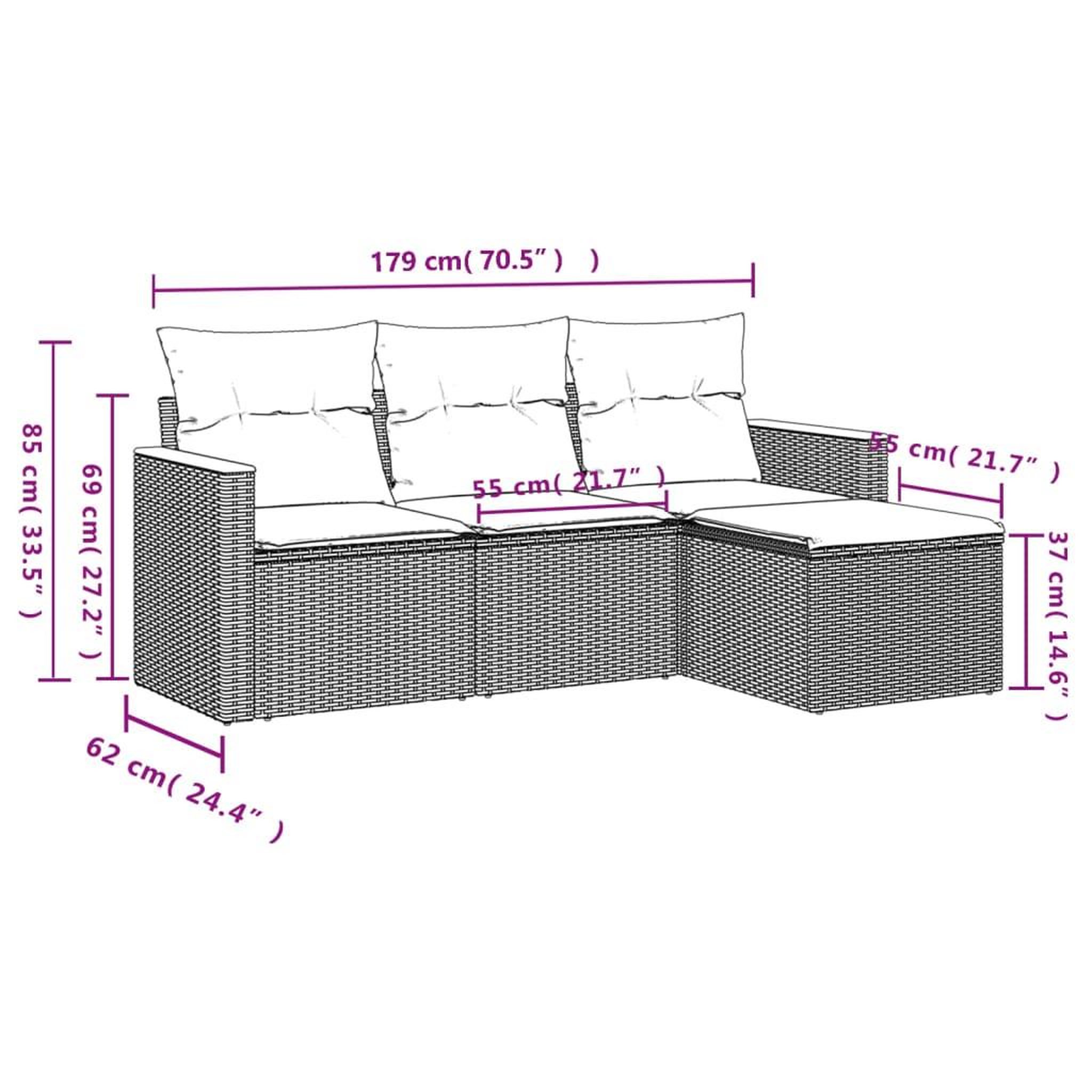 Voir la diapositive 4 : VIDAXL Salon de jardin 4 pcs avec coussins noir resine tressee