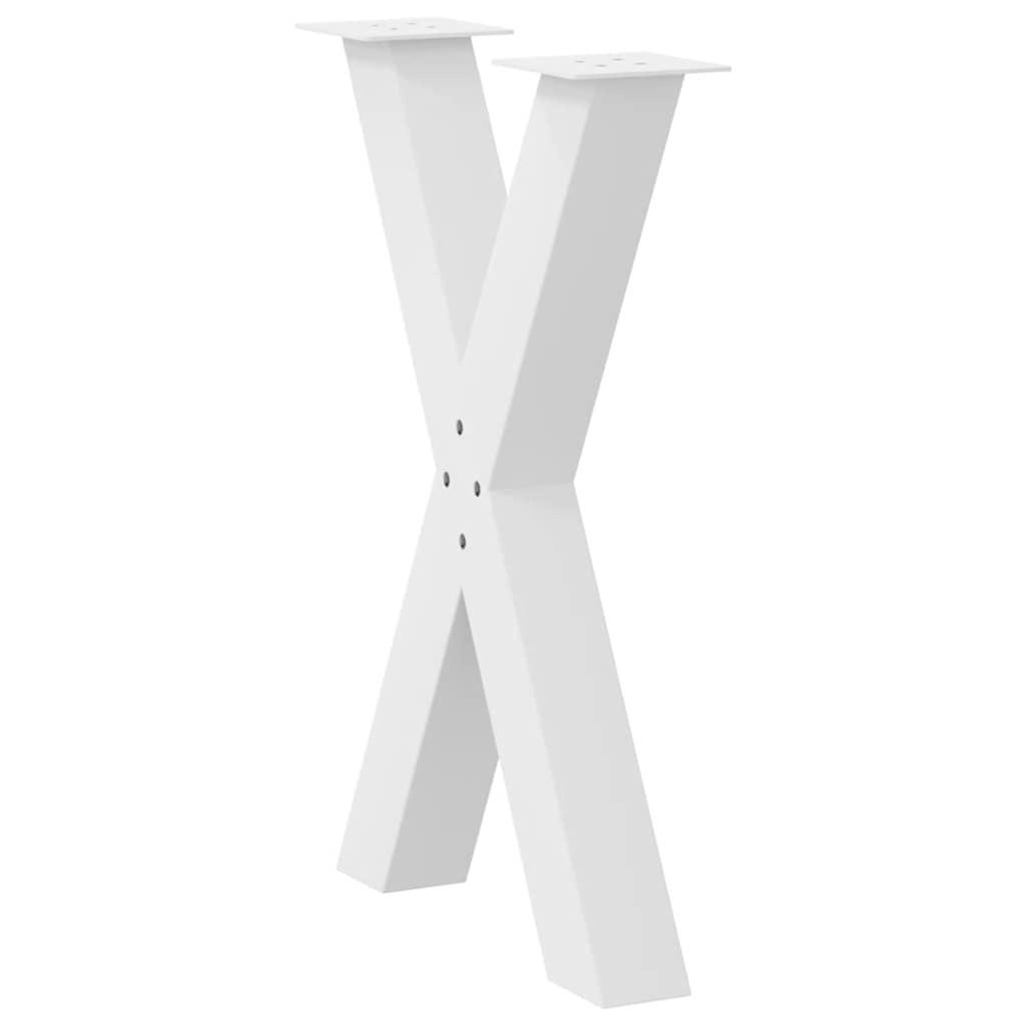 Voir la diapositive 4 : VIDAXL Pieds de table a manger forme de X 2 pcs blanc 50x(72-73) cm