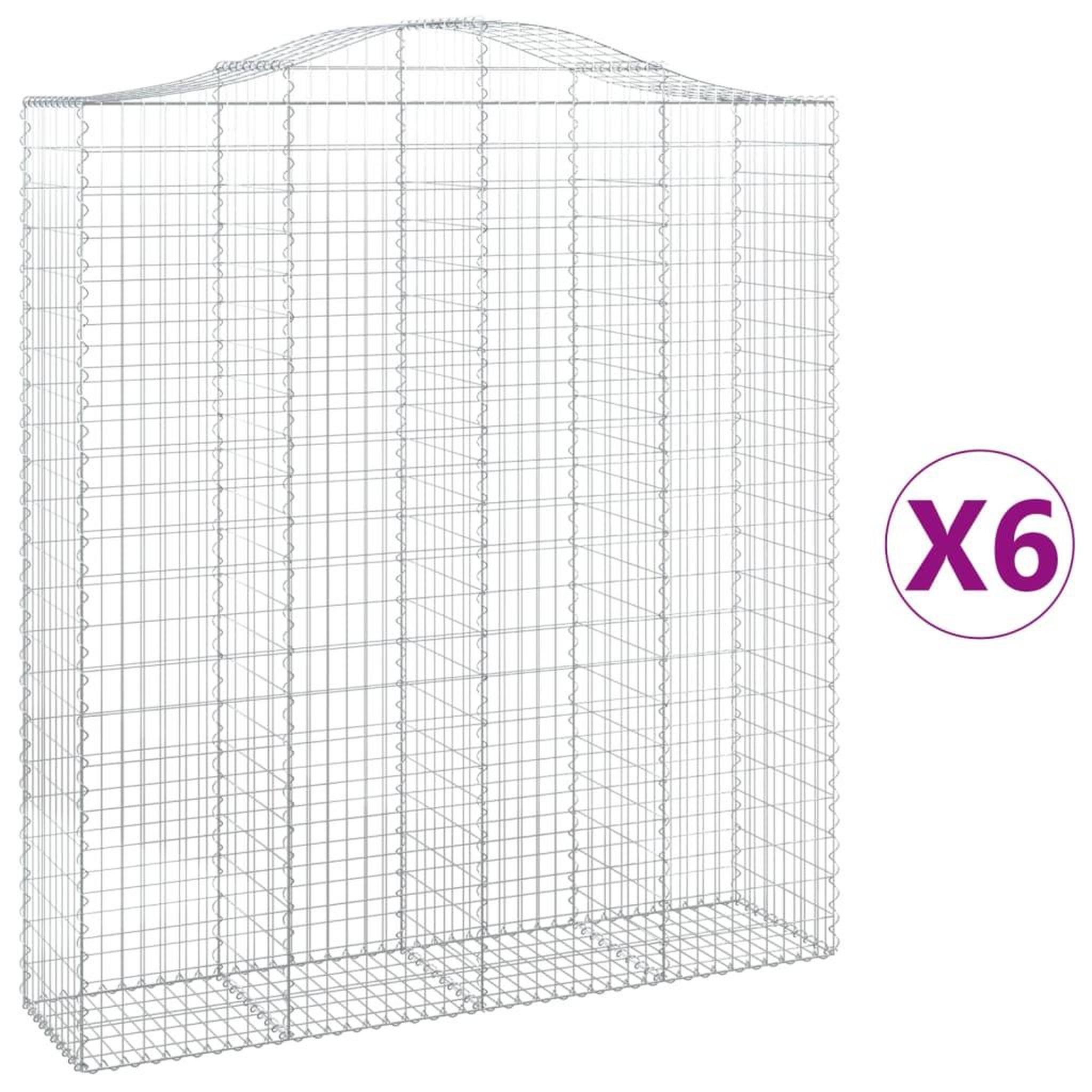 Voir la diapositive 2 : VIDAXL Paniers a gabions arques 6 pcs 200x50x220/240 cm Fer galvanise